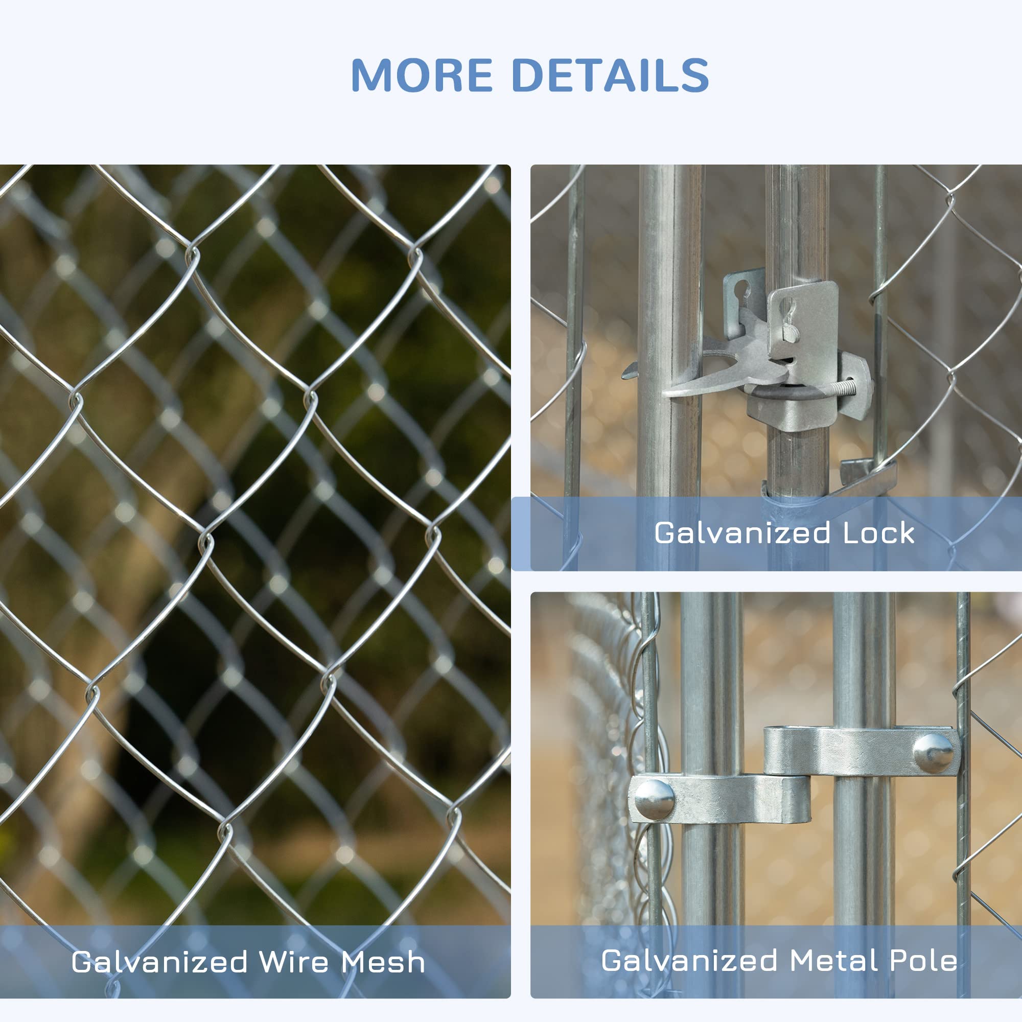 **Heavy Duty Outdoor Dog Kennel - PawHut 13.1' x 13.1' x 6' Galvanized Steel Dog Cage with Secure Lock - Large Dog Run Fence for Backyard, Garden & Secure Pet Containment**