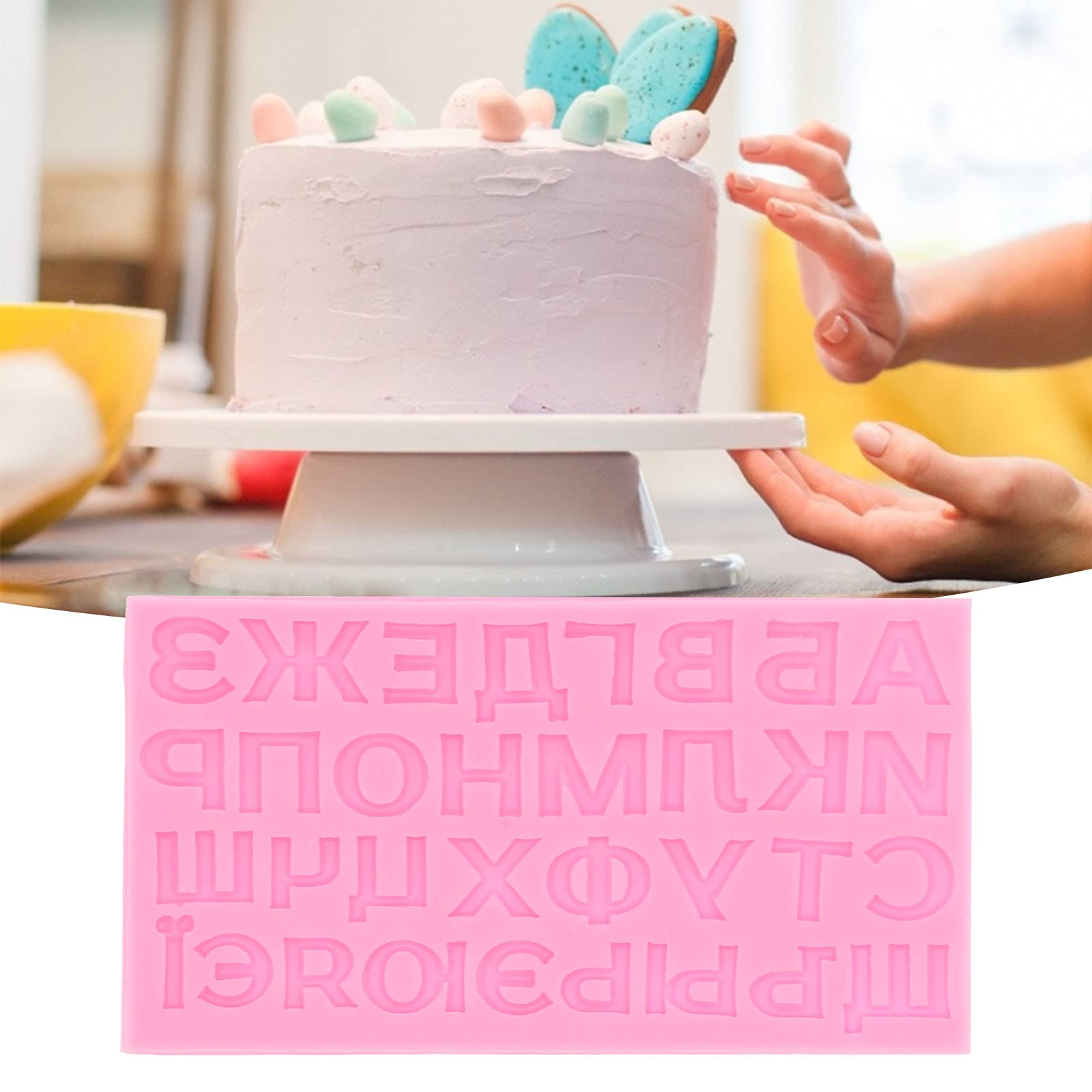 2Pcs Russian Alphabet Silicone Molds - Fondant & Chocolate Letter Molds for DIY Baking, Cake Decorating, Ice Cube Making (Pink) | Reusable Food-Grade Silicone Ice Tray for Parties & Home Baking