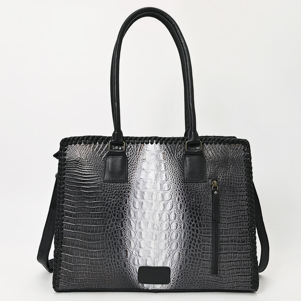 American Darling ADBG1422 Genuine Leather Women's Tote Bag - Crocodile Embossed Western Style Handbag Purse for Work, Travel & Everyday Use