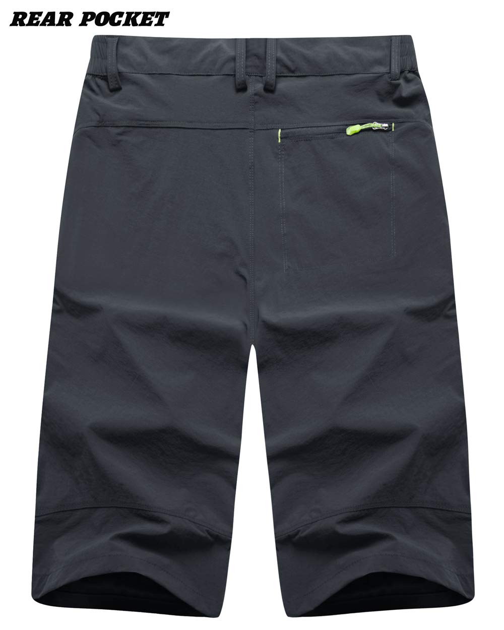 TACVASEN Men's Knee-Length Capri Shorts - Gray Casual Long Shorts for Summer, Hiking, and Outdoor Activities