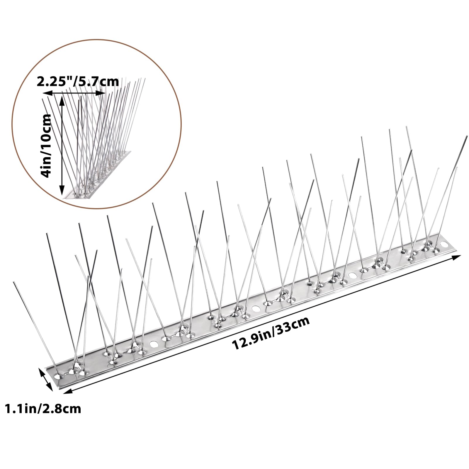 Stainless Steel Bird Spikes for Small Birds - Durable Anti-Roosting Spikes with Smooth Polish, Harmless Bird Deterrent for Nest Prevention - Ideal for Roofs, Balconies, and Window Sills