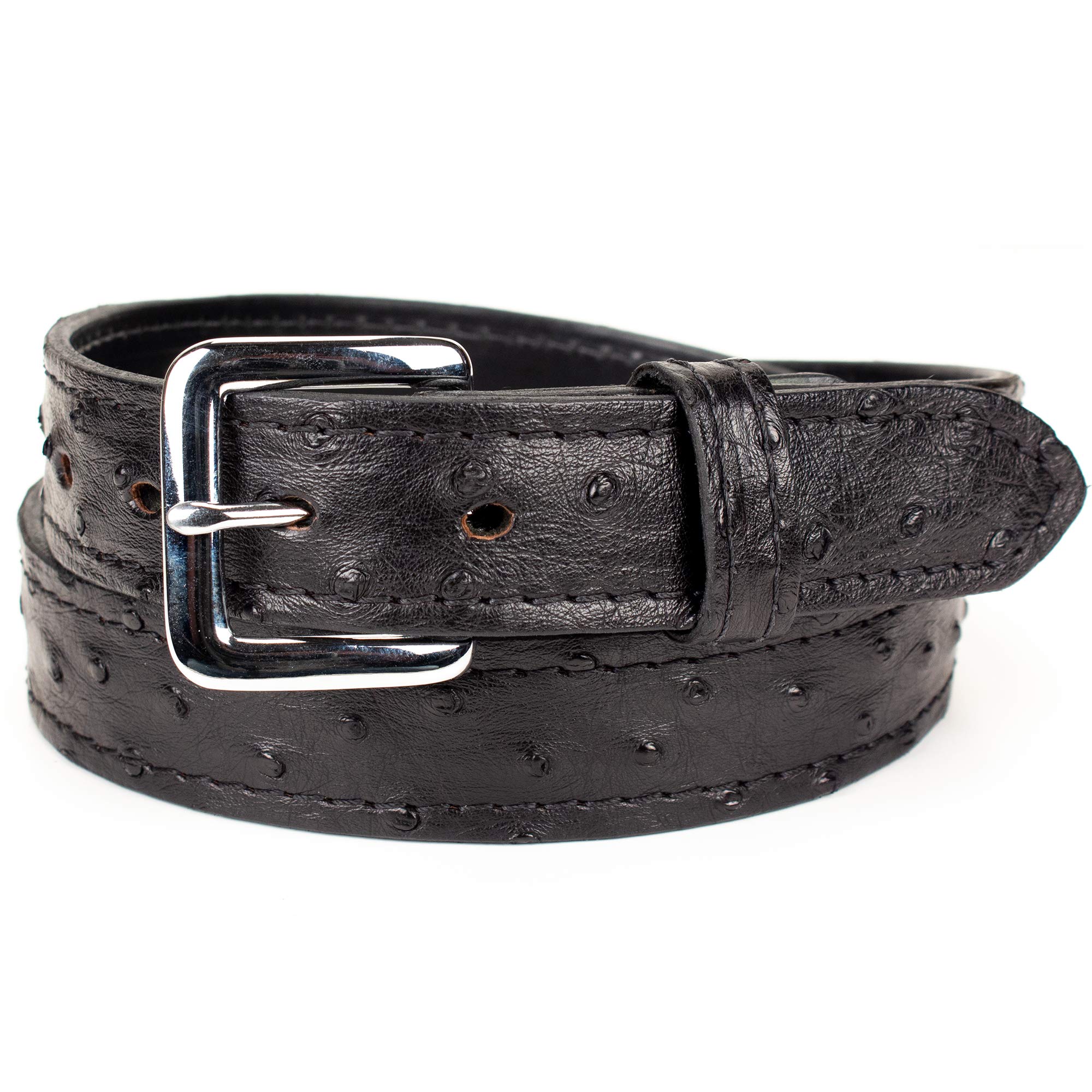 Genuine Ostrich Skin Leather Belt for Men - Handcrafted Premium Dress Belt - Stylish & Durable Fashion Accessory for Business, Wedding & Formal Occasions