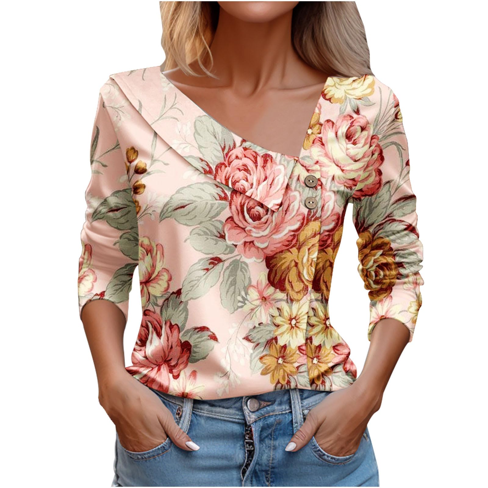 2024 Trendy Women's Summer Tops - Long Sleeve Casual Blouses & V-Neck Graphic Tees for Work, Dressy Outfits | Office Wear, Weekend Style, Date Night Fashion