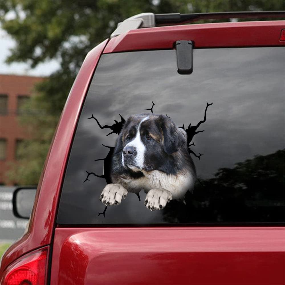 Pyrenean Mastiff Dog Crack Car Sticker - Funny Broken Glass Window Decal for Dog Lovers | Durable Vinyl Bumper Sticker for Cars, Trucks & SUVs | Perfect Gift for Mastiff Owners & Dog Moms | Great for Car Windows, Laptops & Water Bottles