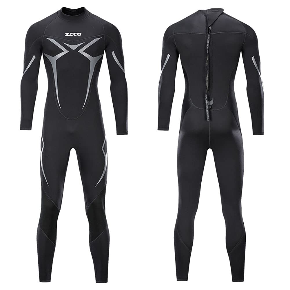 3mm Neoprene Wetsuit for Men - Long Sleeve Scuba Diving & Surfing Suit with Back Zip - Thermal Protection for Swimming, Snorkeling & Water Sports