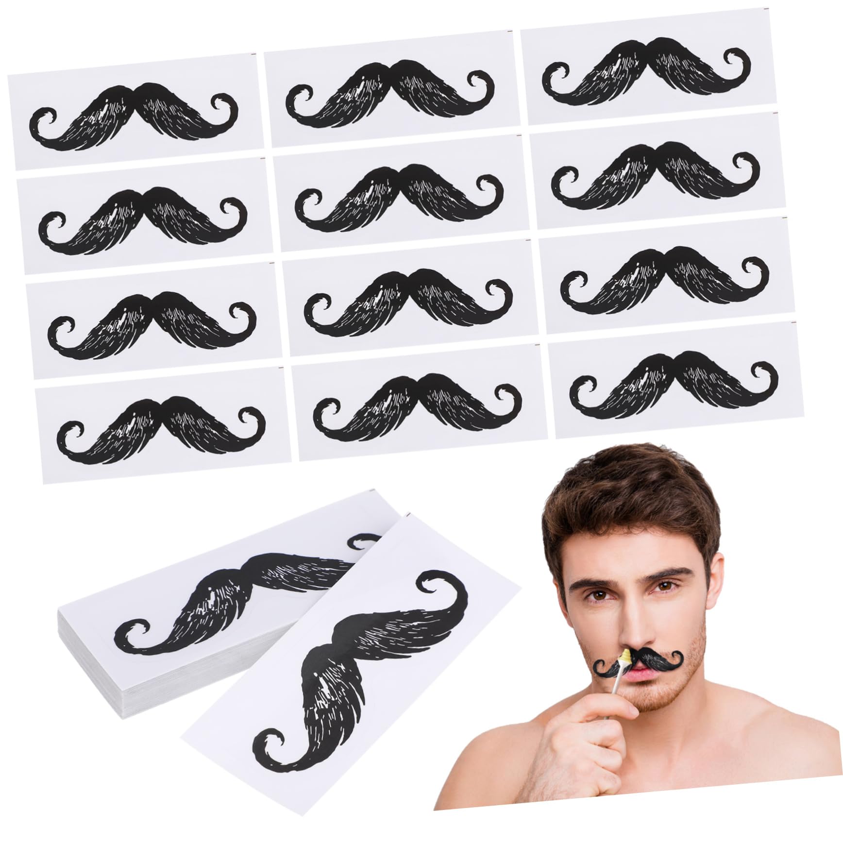 50pcs Mustache Waxing Stickers - Safe & Efficient Facial Hair Removal for Men | Nose, Beard & Eyebrow Depilation | At-Home Salon Waxing Kit for Smooth Skin