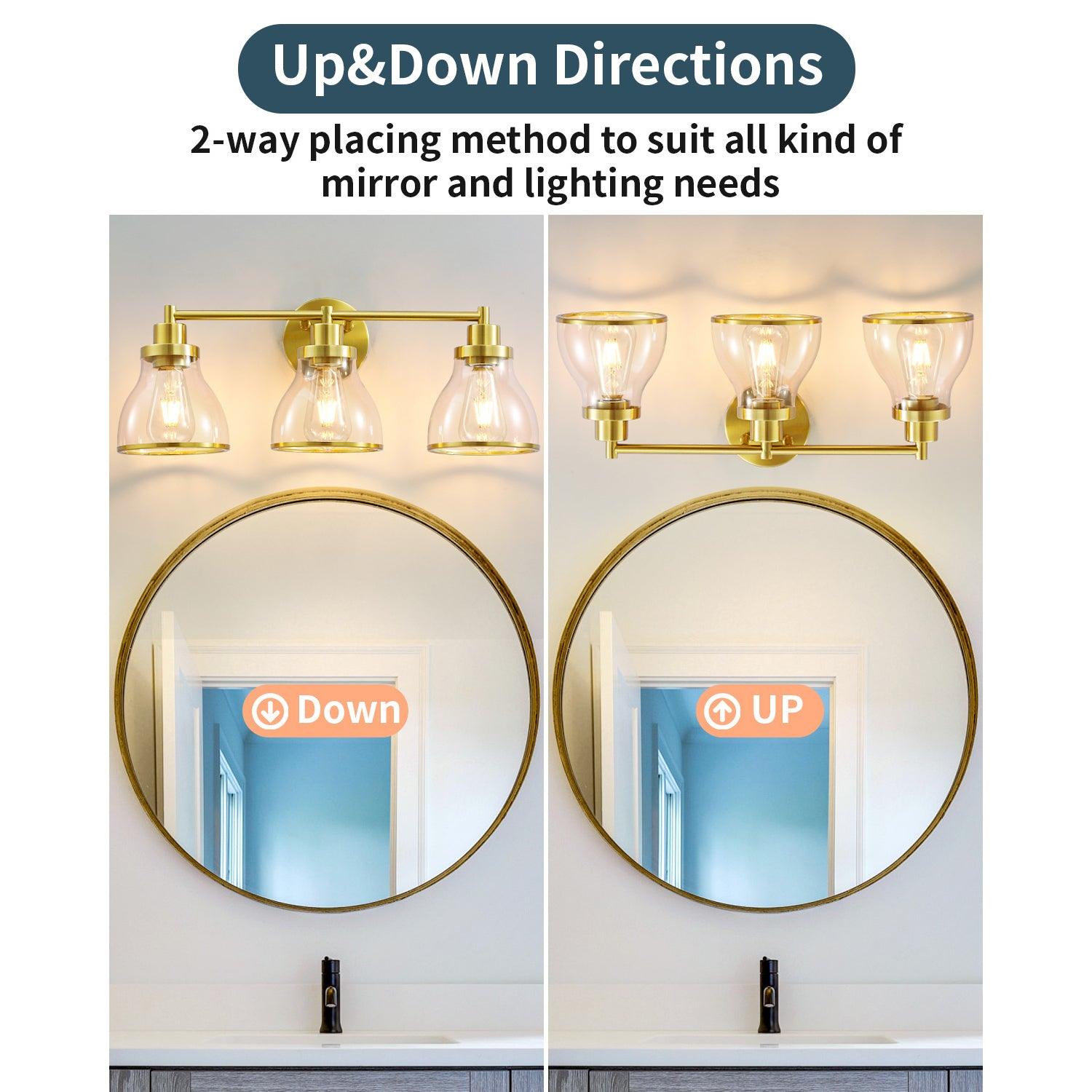 Hermosa Modern 3-Light Bathroom Vanity Light Fixture - Elegant LED Lighting for Bathroom Mirror, Powder Room & Makeup Area