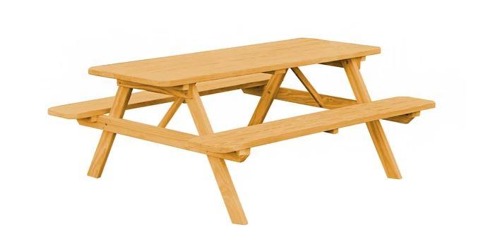 A & L Outdoor Dining Table with Attached Benches - Free Umbrella Hole Included | Perfect for Patio, Garden, and Backyard BBQs
