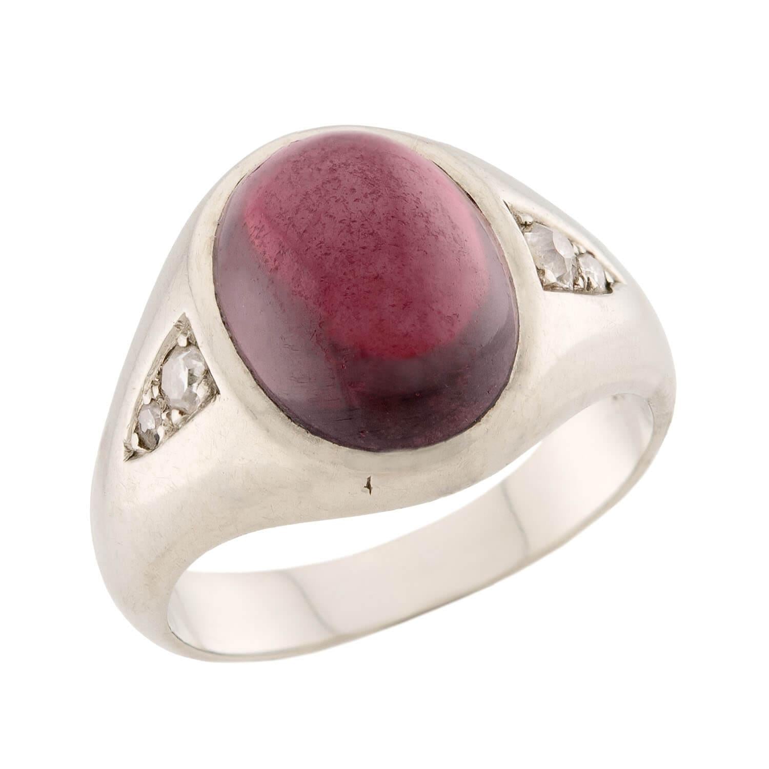 18k Gold Edwardian Garnet & Diamond Vintage Ring for Women - Elegant Antique Jewelry Gift for Engagement, Anniversary & Special Occasions