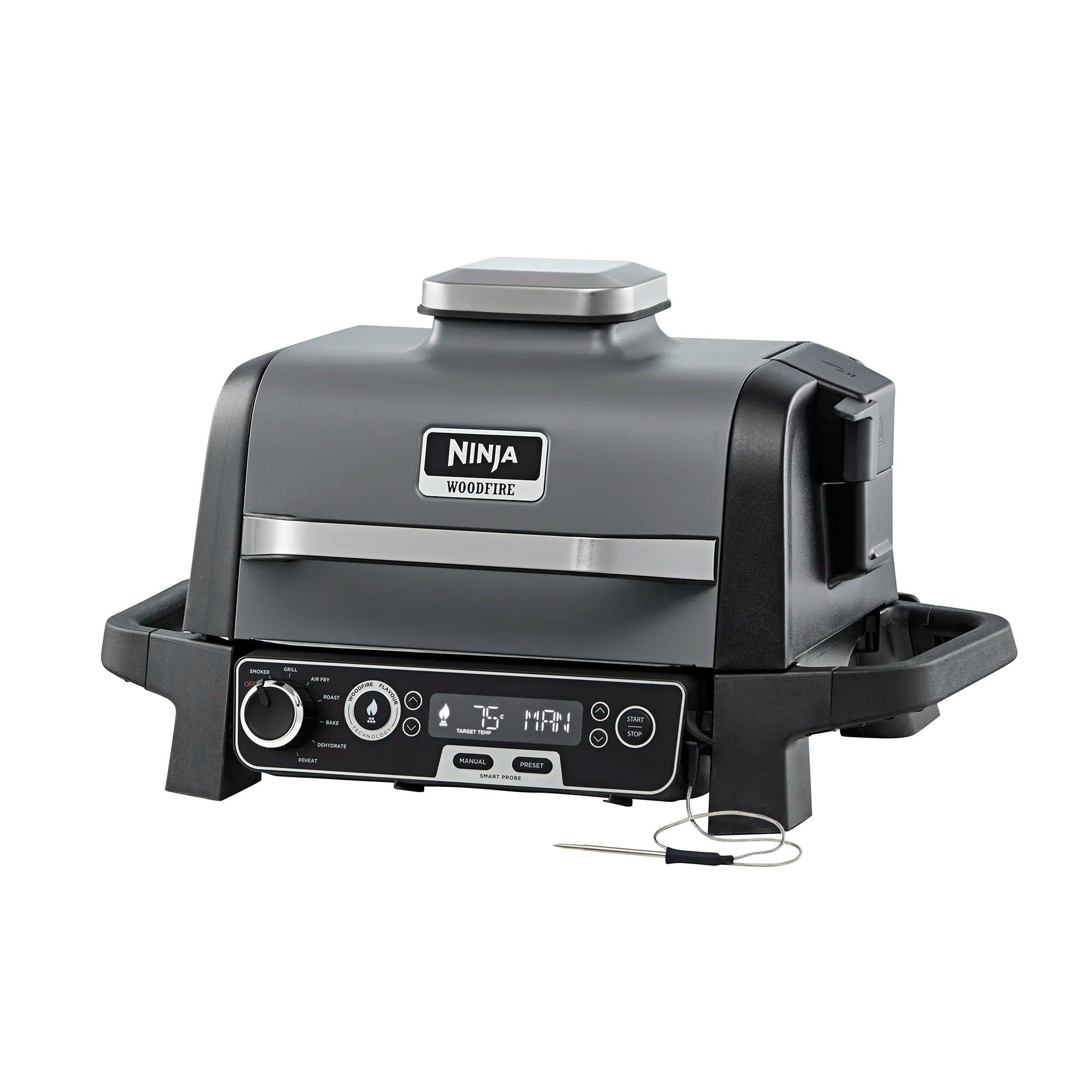 Ninja Woodfire Electric BBQ Grill & Smoker - Outdoor Cooking & Backyard Grilling for Steak, Chicken, Ribs & Vegetables | Perfect for Patio, Camping & Tailgating