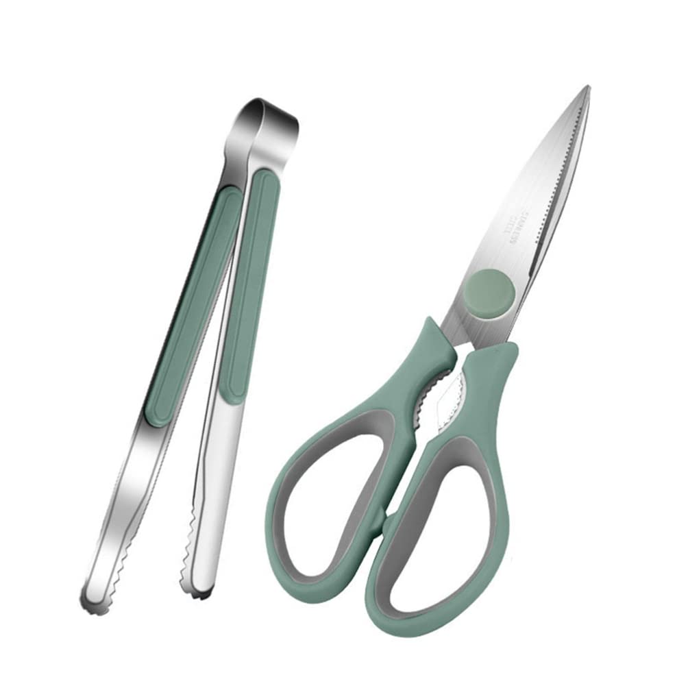 Premium Korean BBQ Scissors & Tongs Set - Stainless Steel Kitchen Shears with Ergonomic Handle for Grilling, Pizza Cutting, and Cooking - Perfect for Outdoor BBQ, Camping, and Home Kitchen Use