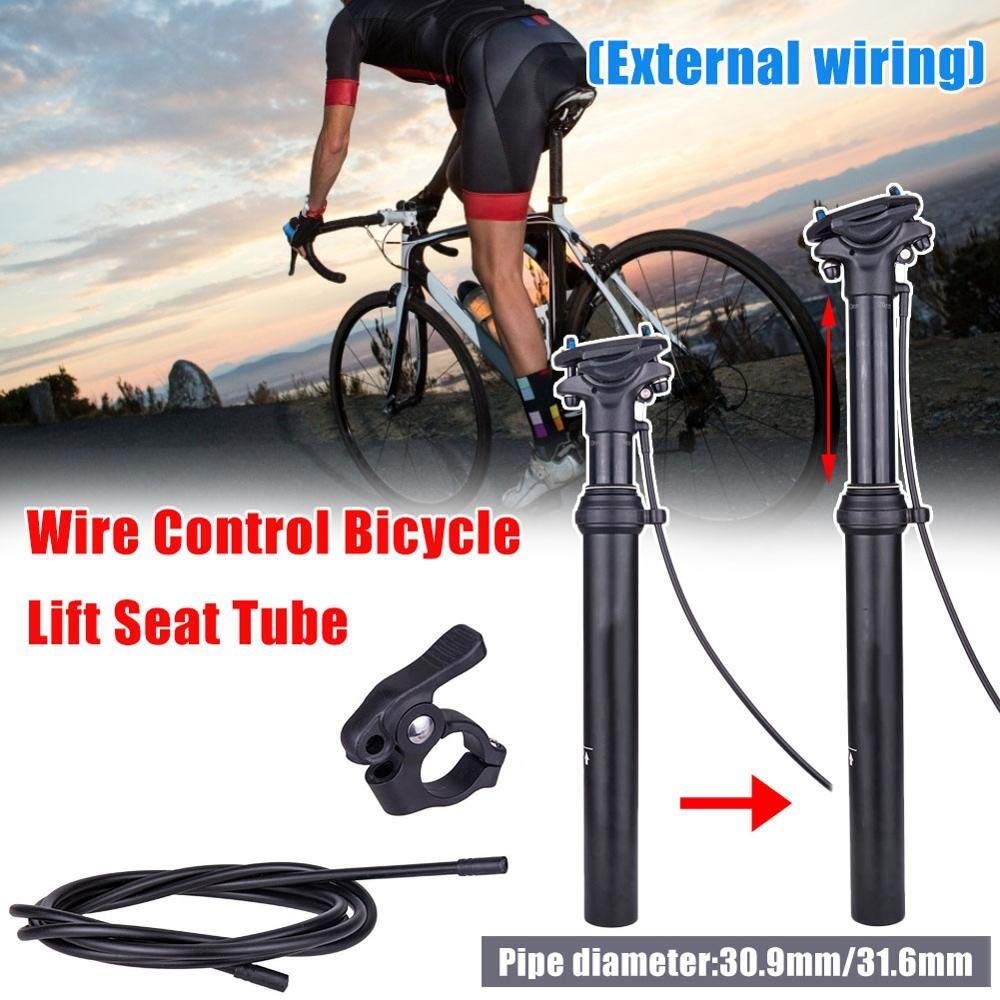 27.2mm & 31.6mm Mountain Bike Seatpost - Hydraulic Dropper Post with Remote Control for Road & MTB Bikes | Adjustable Cycling Accessories for Trail Riding & Commuting