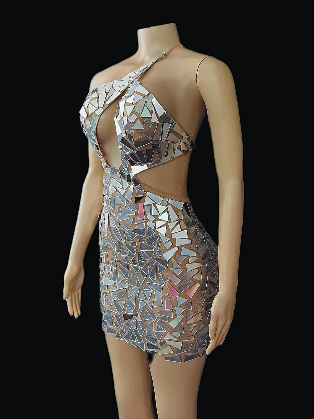 Sexy Mirror Mini Dress for Women - Nightclub & Birthday Party Outfit - Perfect for Clubbing, Bachelorette Parties & Special Events
