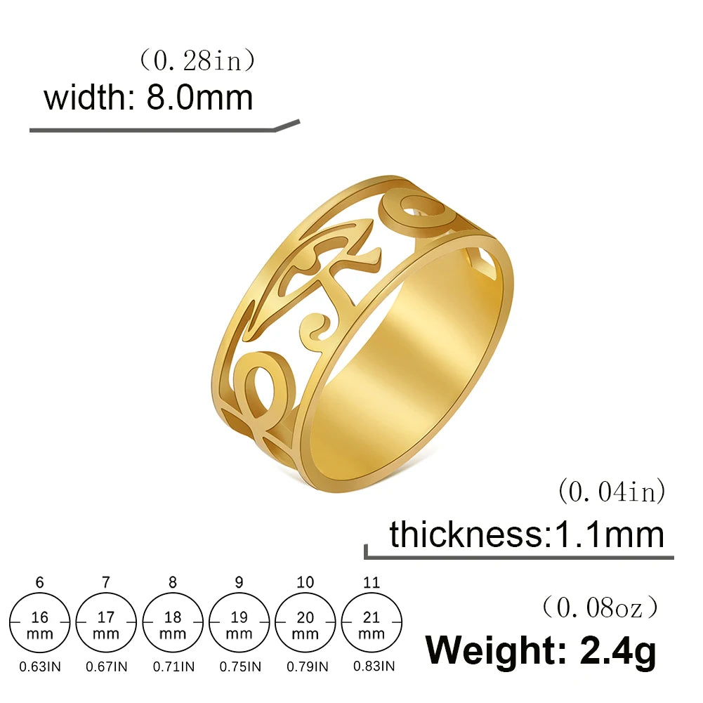 Eye of Horus Ring - Ancient Egyptian Symbol Jewelry for Protection & Power - Perfect for Spiritual Gifts, Meditation, and Boho Fashion Accessories