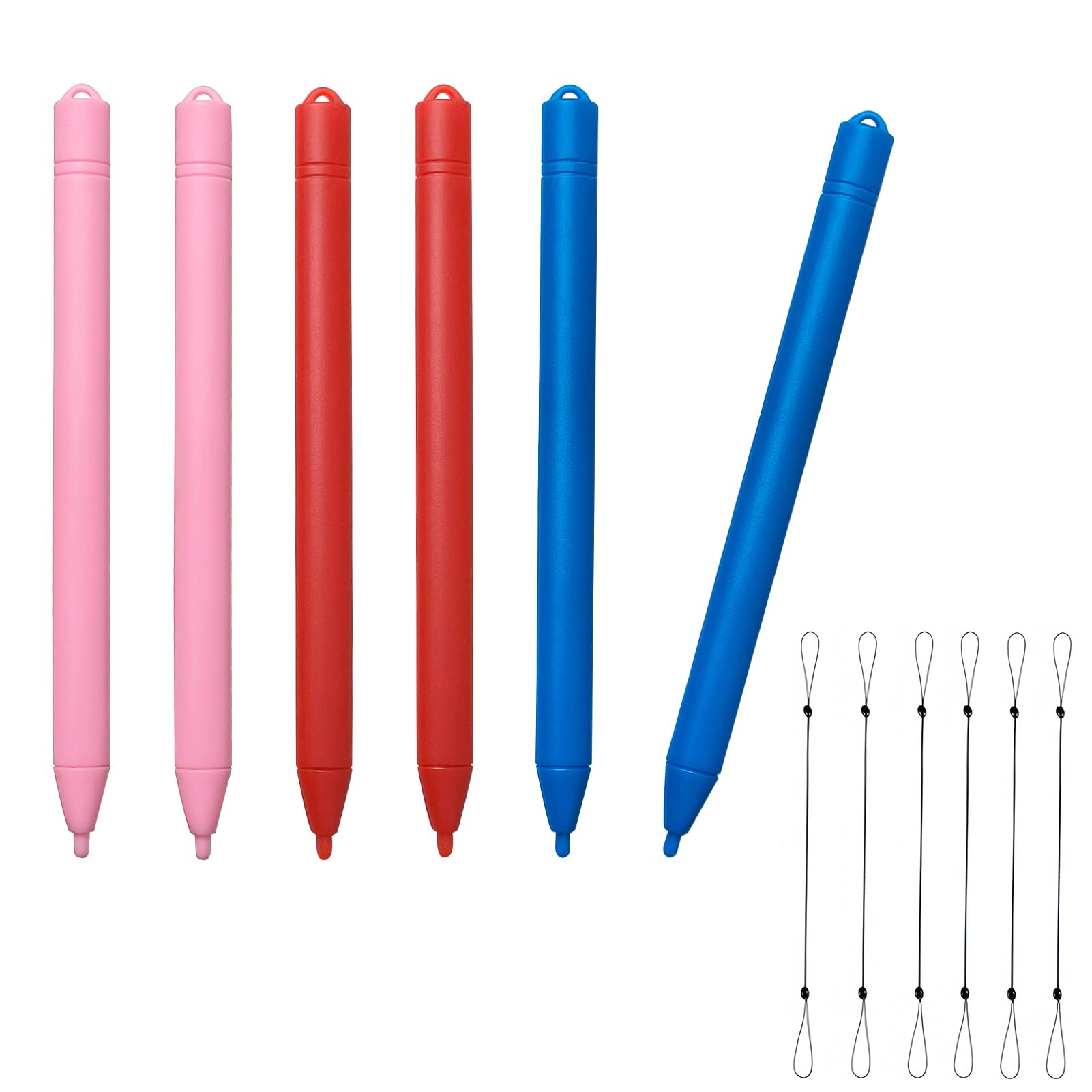 6-Pack Kids Stylus Pen for LCD Writing Tablets - Colorful Drawing Pens with Lanyards for Boogie Board & 4.8