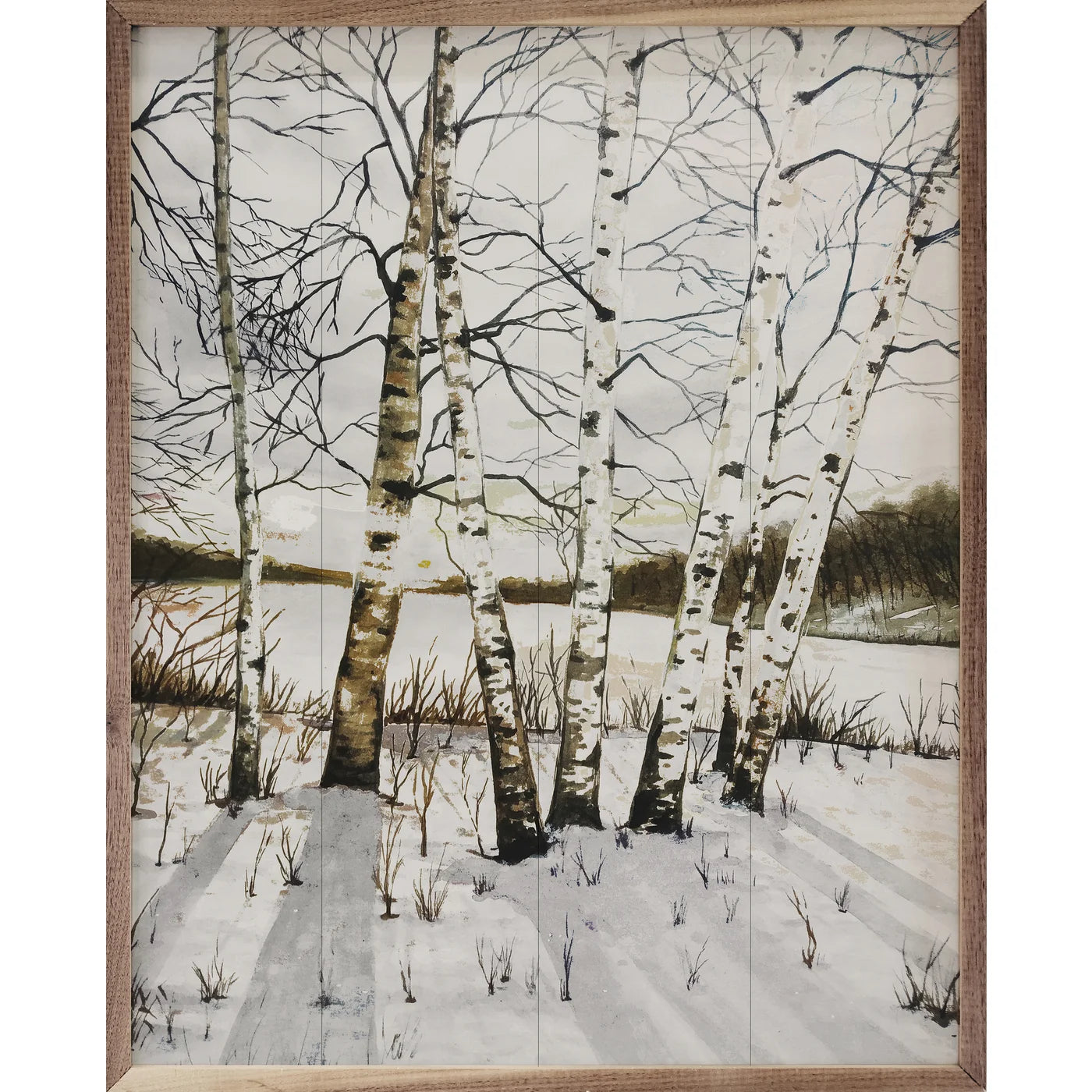Birch Trees in Winter - Wood Framed Wall Art Print for Home & Office Decor - Perfect for Living Room, Bedroom or Office Wall Decor