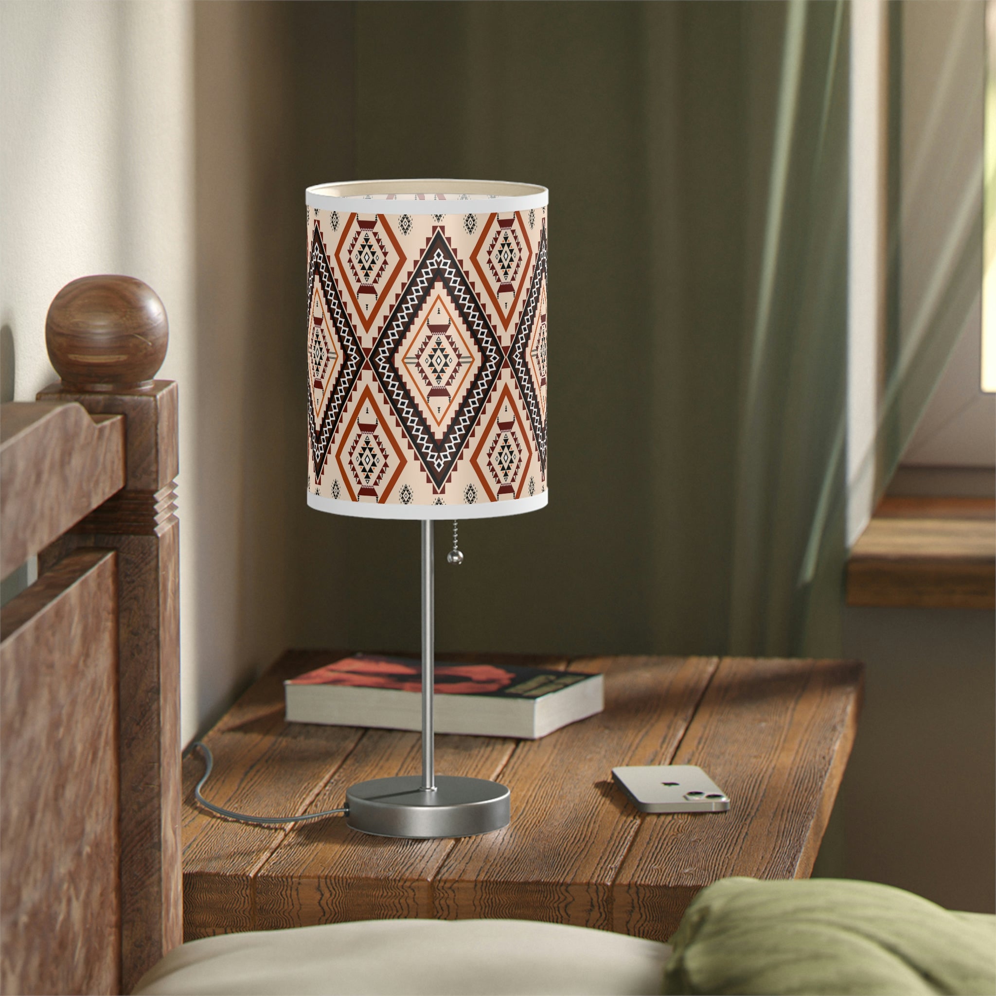 Southwestern Style Table Lamp for Bedroom & Living Room - Adjustable Reading Light with US/CA Plug - Perfect for Nightstands, Sofa Side Tables and Home Office Desks