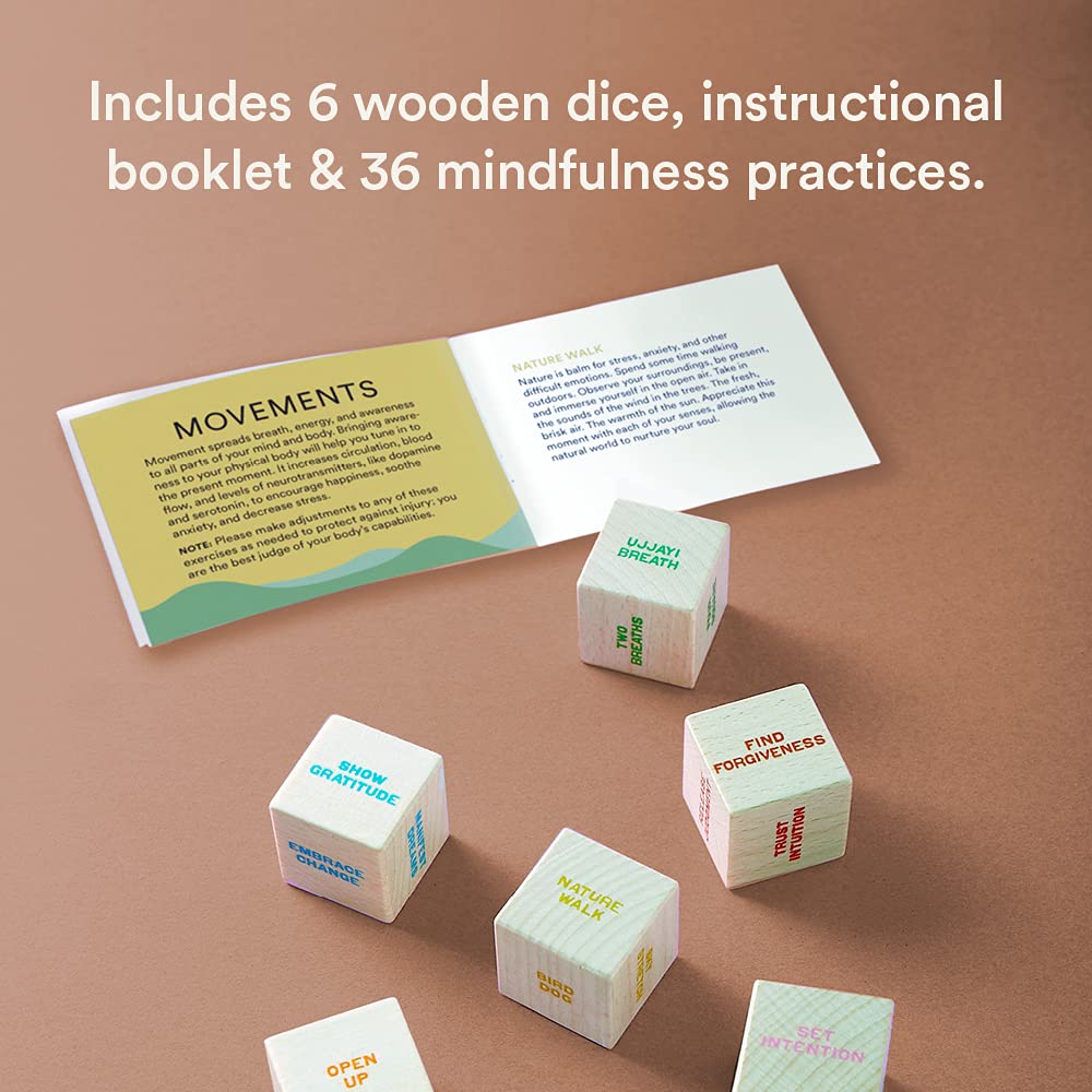 Mindfulness Dice Set for Stress Relief & Meditation - 6-Sided Dice with Positive Affirmations | Perfect for Therapy, Yoga, and Daily Mindfulness Practice