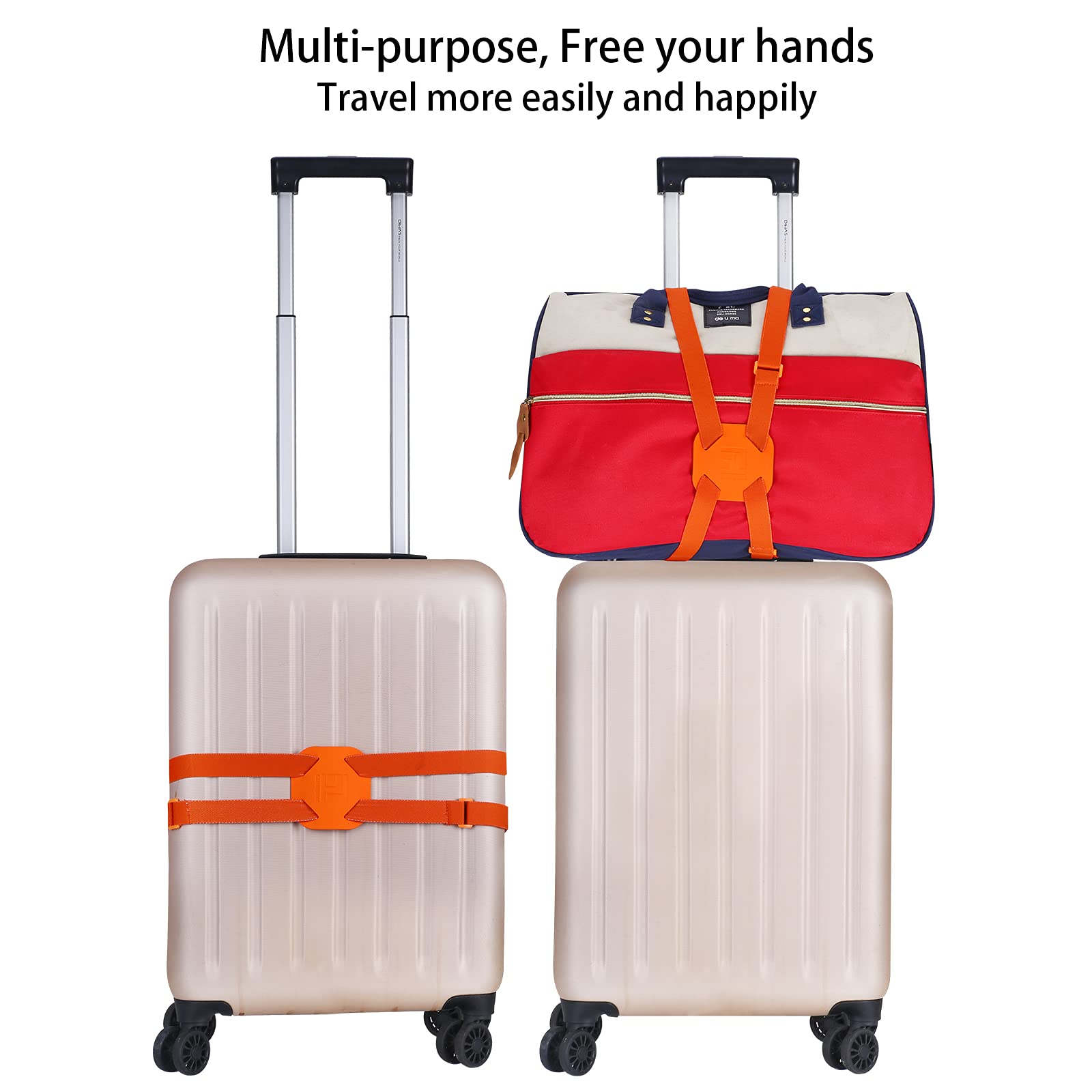 VVILL Adjustable Bungee Luggage Straps - Lightweight Durable Suitcase Belt for Secure Travel Bag Packing | Perfect for Airplane Checked Luggage, Backpack Organization & Suitcase Compression
