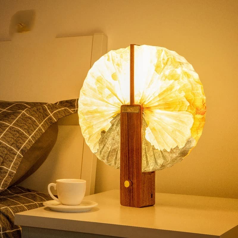 TOMYEUS Modern LED Desk Lamp with Adjustable Brightness - Bedside Table Lamp for Bedroom, Study, Office - Romantic Decorative Fan Light with Warm White & Cool White Options - Perfect for Reading, Working, Nightstand Decor (Color: A)