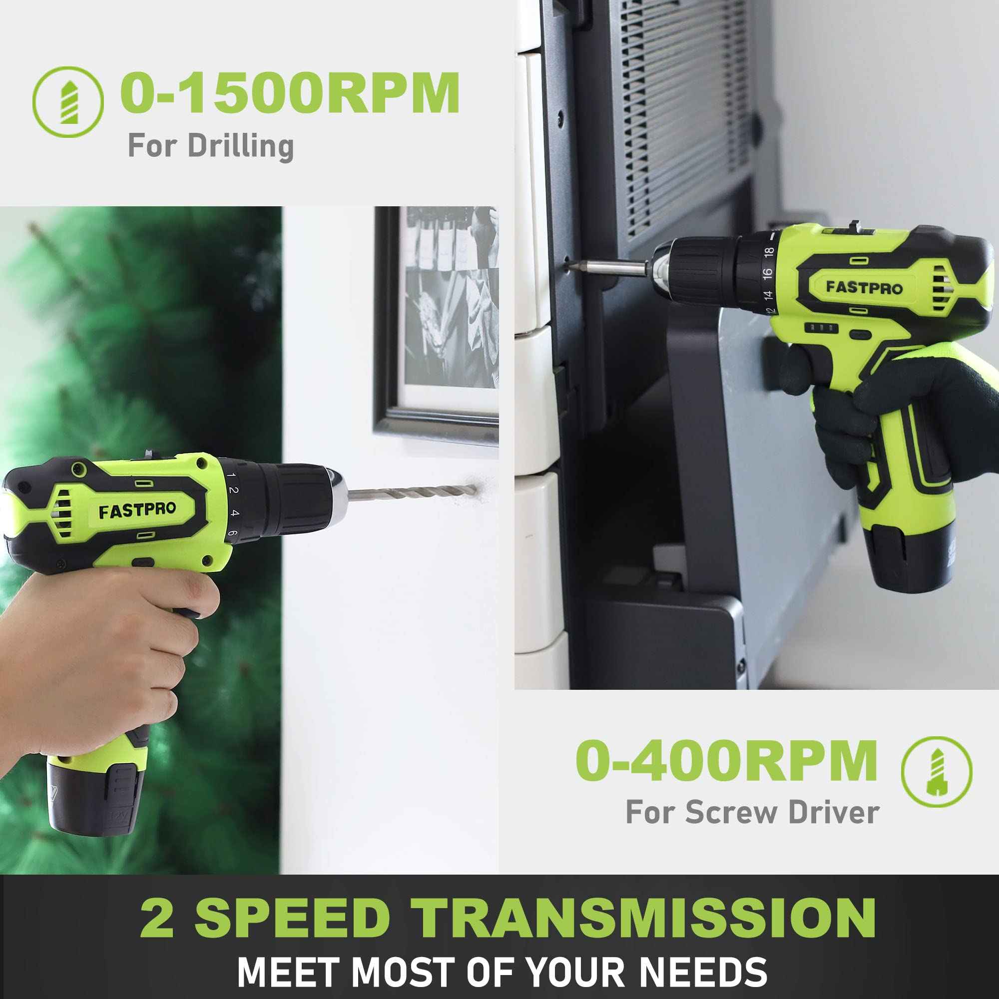FASTPRO 160-Piece Home Tool Kit with 12V Cordless Lithium-Ion Drill Driver, Household Repair Tools & Storage Case - Perfect for DIY Projects, Home Maintenance & Professional Use - Ideal for Woodworking, Furniture Assembly & General Repairs