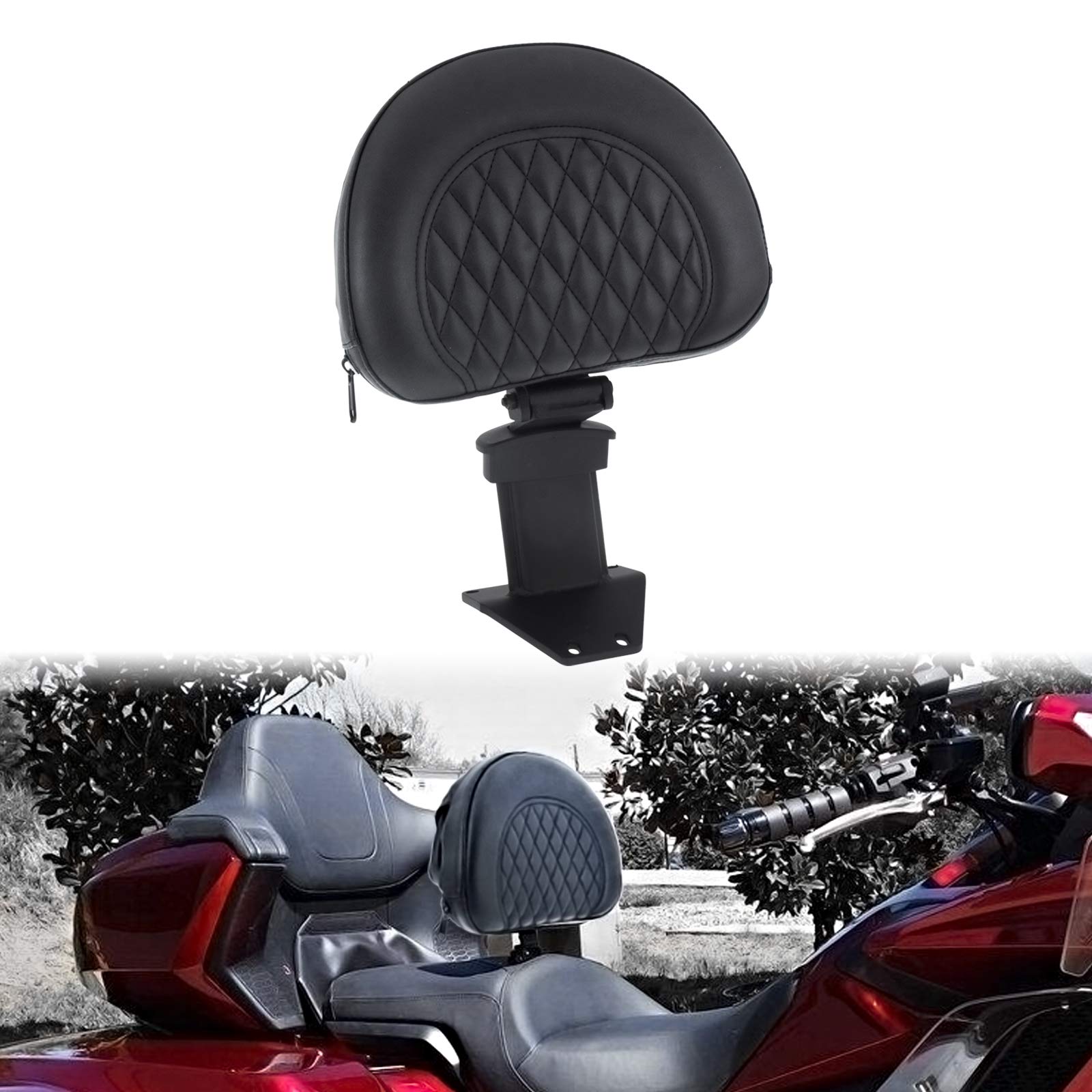HDBUBALUS Adjustable Plug-in Driver Rider Backrest for Honda Gold Wing GL1800 (2018-2020 Models) - Comfortable Motorcycle Seat Support for Long Rides & Touring