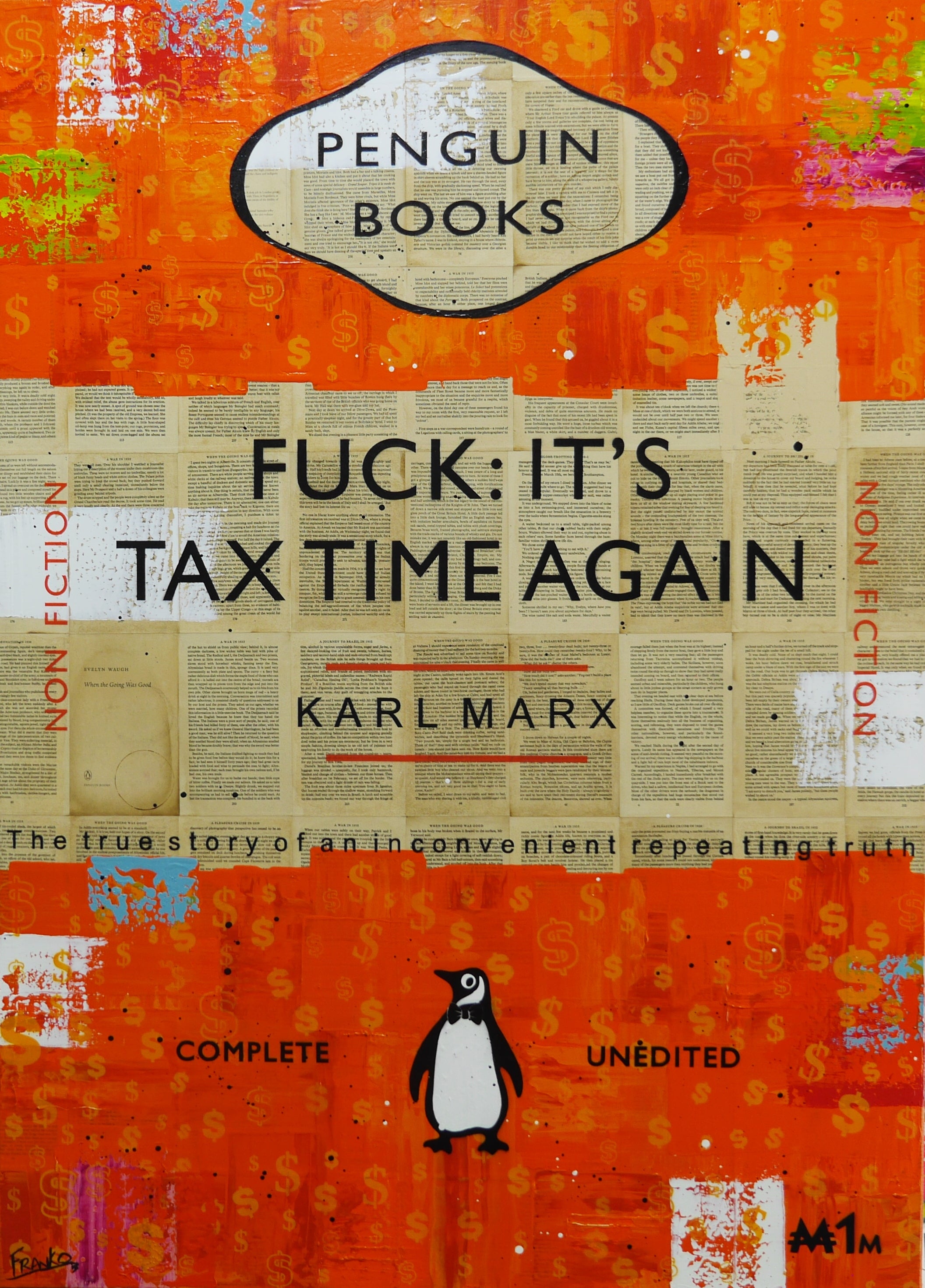 Marxist Reality 140cm x 100cm Urban Pop Art Painting for Tax Office, Book Club & Modern Home Decor - Large Contemporary Wall Art for Living Room, Study or Office