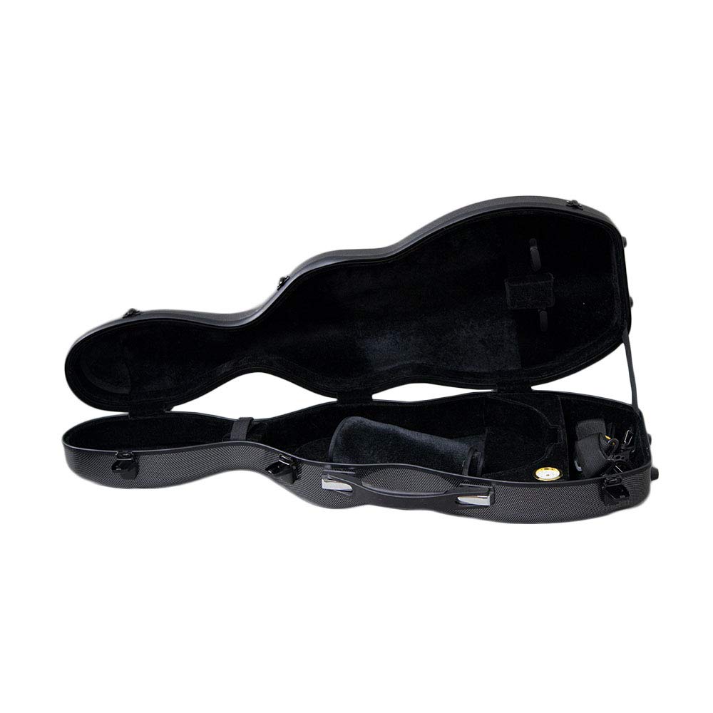 Premium Fiberglass Violin Case - Full Size Cello-Shaped, Durable & Lightweight with Hygrometer, Backpack Design (Black) - Perfect for Travel, Performances & Professional Musicians