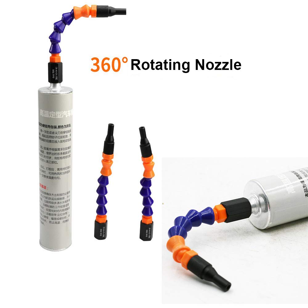 360 Degree Rotating Nozzle for Caulk Guns - Flexible Articulating Nozzle System with Extension Tips - Fits Standard Caulking Cartridges - Perfect for Sealing, Grouting & Home Improvement Projects