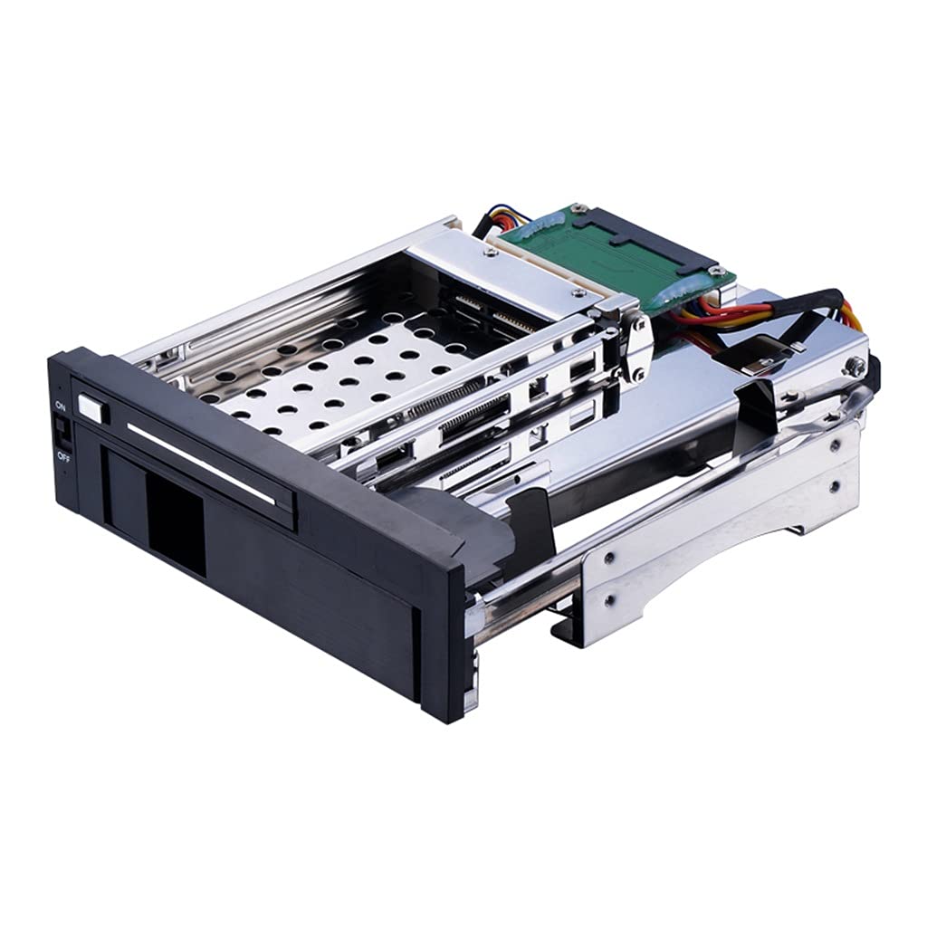EKDSPW 2.5+3.5 Inch Dual Bay SATA Internal Hard Drive Tray SSD HDD Mobile Rack for 5.25in Device Bay - Hot Swappable Docking Station for PC, Server & Data Storage Expansion | Easy Installation & Tool-Free Design