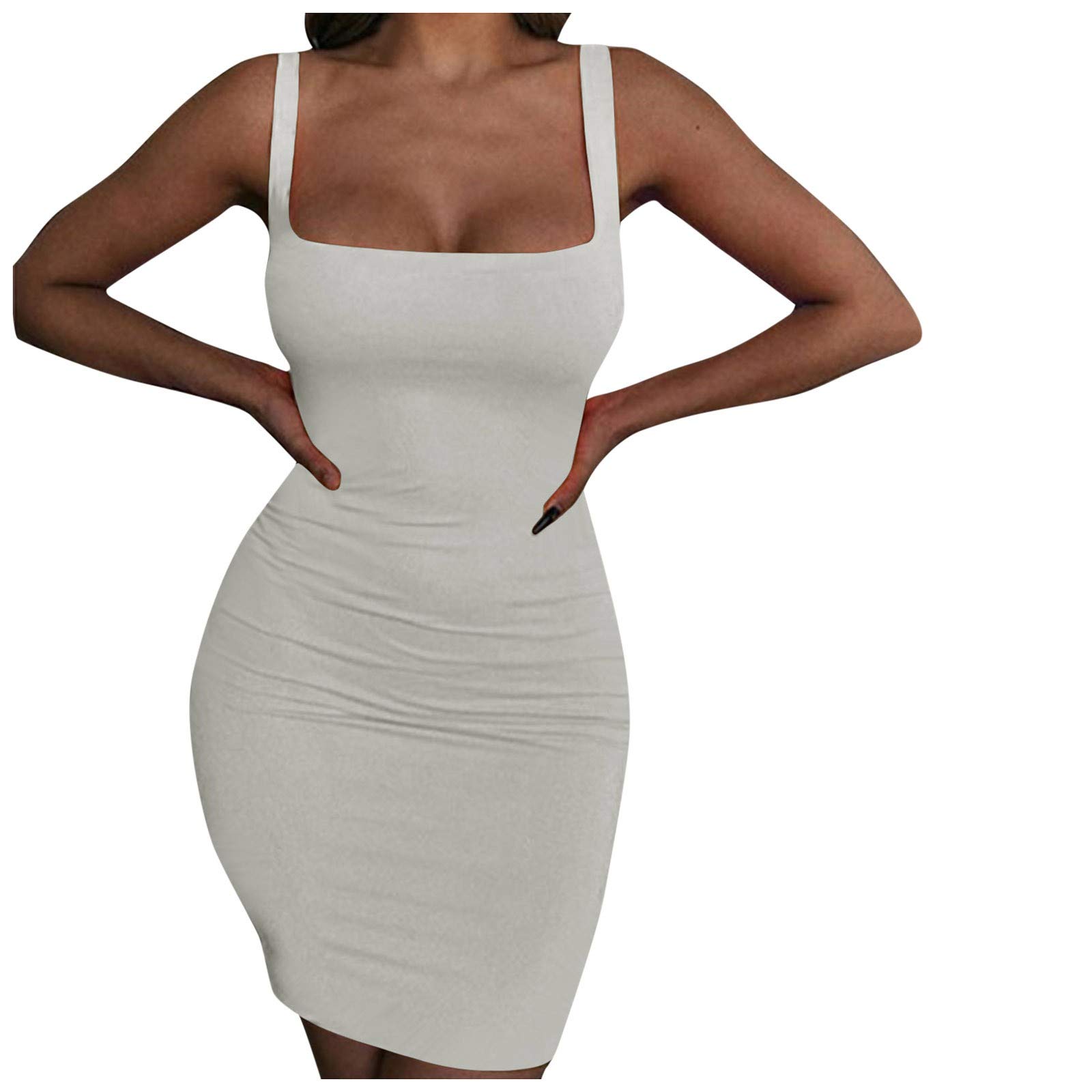 Women's Casual Maxi Dresses - Solid Color Summer Fashion Slim Sling Sleeveless Athletic Dress for Beach, Party & Everyday Wear | Sexy Hip Fit