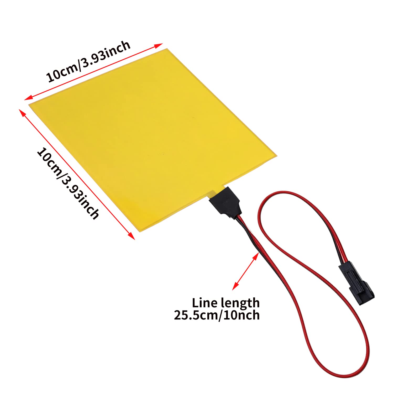 Cuttable DIY Electroluminescent EL Panel Light Sheet - 10x10cm EL Wire Lights with Battery Pack (3 Modes, Yellow) for Home Decoration, Party Lighting & Creative DIY Projects