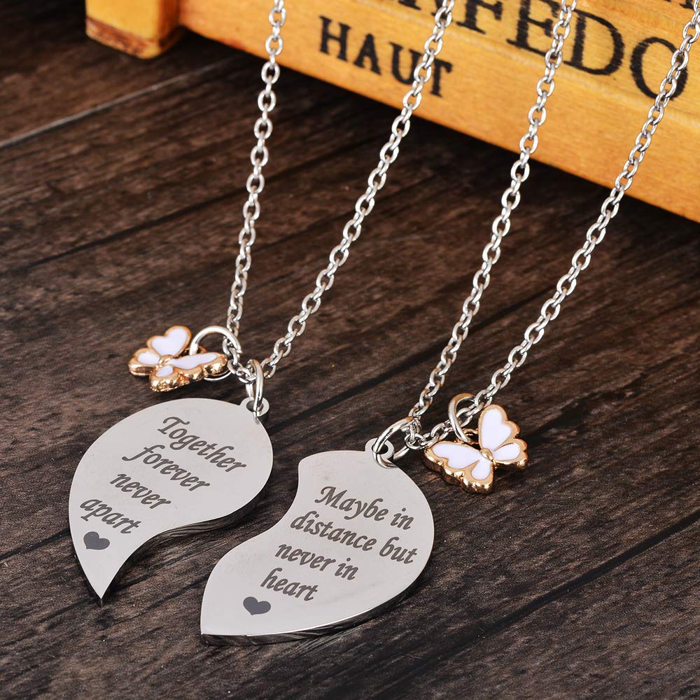 MJartoria BFF Necklace Set of 2 - Matching Heart Friendship Pendants for Best Friends, Valentine's Day & Birthday Gifts - Perfect for Anniversaries, Sister Jewelry or Couple's Keepsake