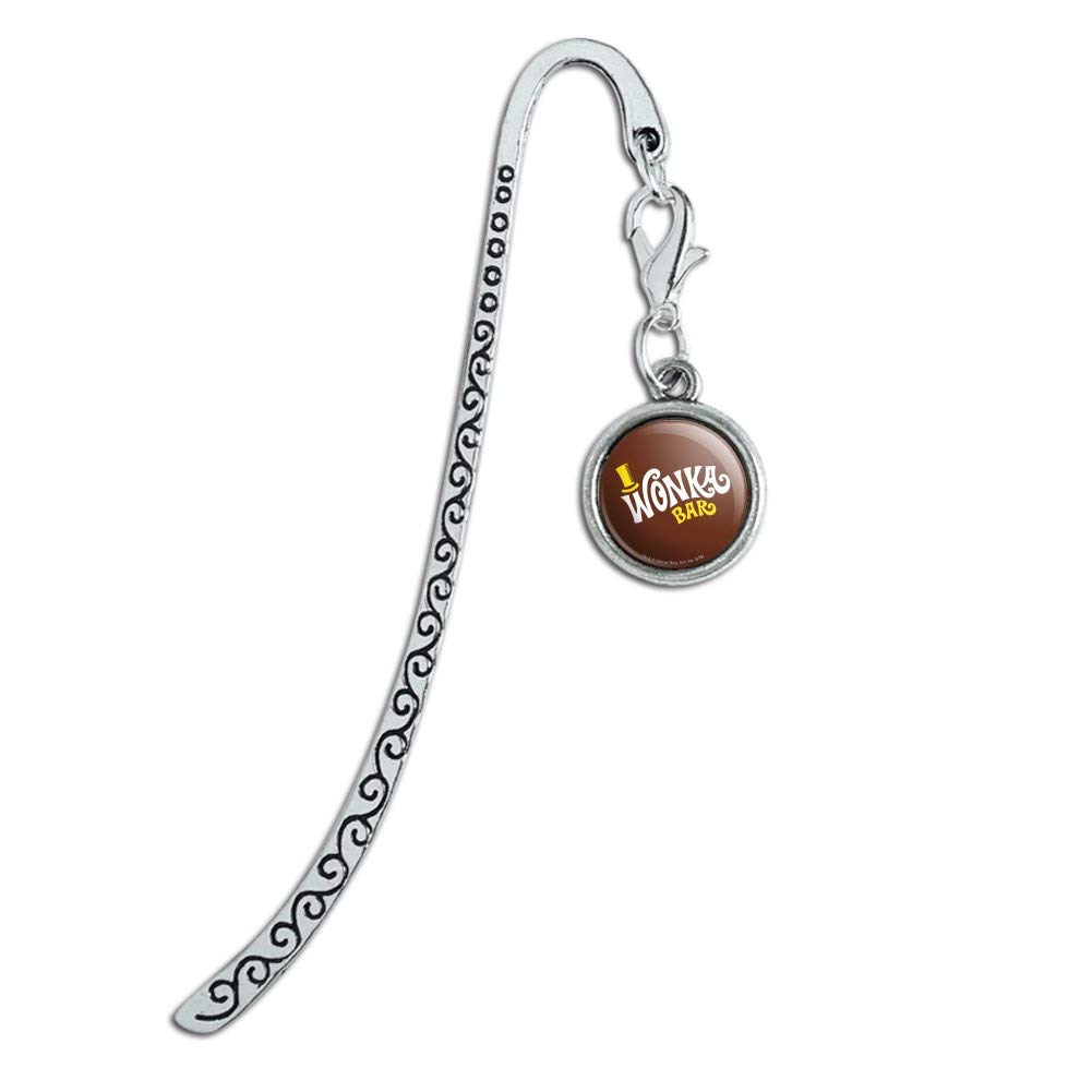 Willy Wonka Chocolate Factory Metal Bookmark - Wonka Bar Logo Book Marker with Charm - Perfect for Gifts, Collectibles & Book Lovers