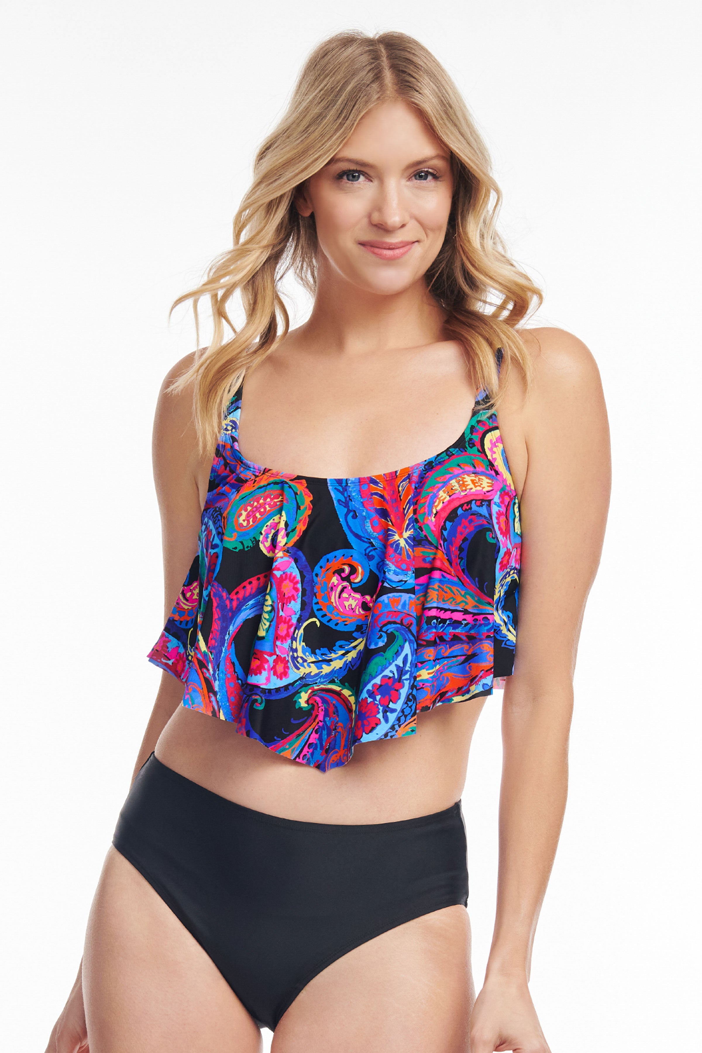 French Paisley Flounce Bikini Top - Sexy Swimwear for Women | Perfect for Beach Vacations, Pool Parties & Summer Getaways
