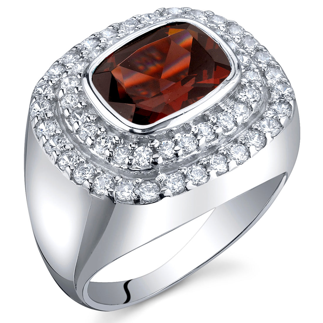 Garnet Radiant Cut Sterling Silver Ring Size 8 - Elegant Birthstone Jewelry for Women, Perfect for Valentine's Day, Anniversary & Special Occasion Gifts
