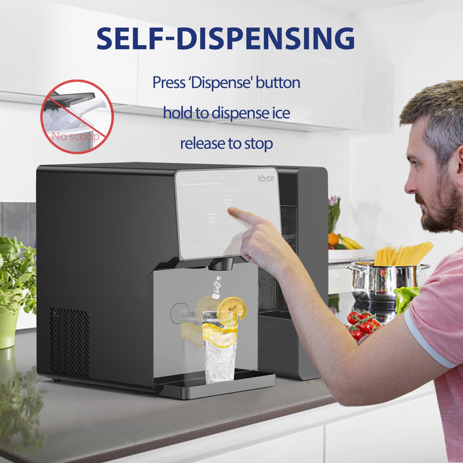 Portable 3.0 Countertop Nugget Ice Maker - 32lbs/24Hrs Soft Chewable Ice, LED Touch Panel & Self-Cleaning Function with Automatic Dispensing - Perfect for Home, Office, RV, and Outdoor Parties