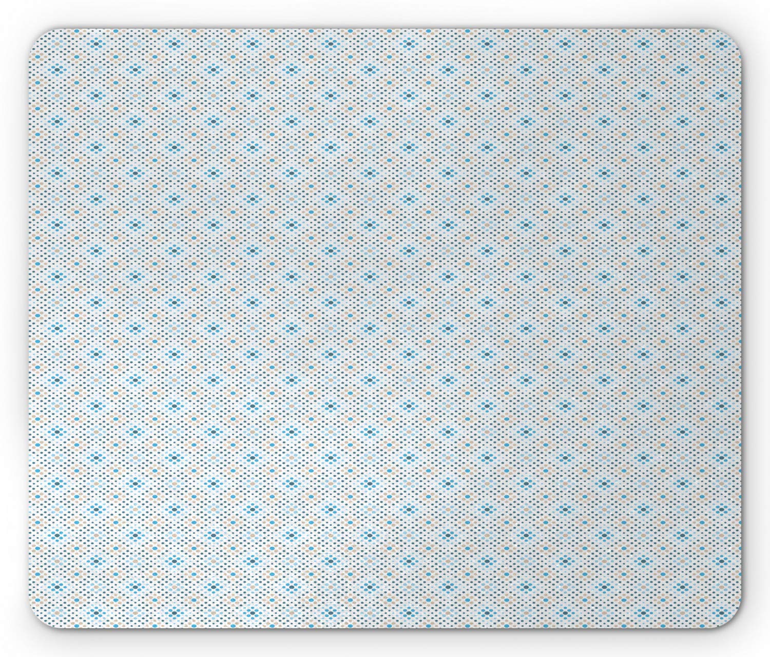 Ambesonne Non-Slip Rubber Mouse Pad - Abstract Geometric Dot Flower Design, Standard Size Rectangle Mousepad in Pale Blue & Dark Teal - Perfect for Office, Gaming & Home Computer Workstations