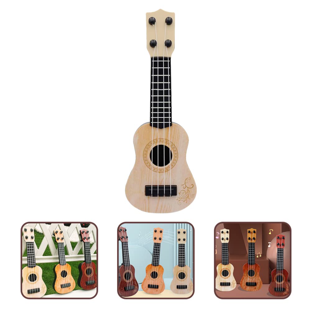 Toddmomy Kids Ukulele Toy - 4-String Plastic Beginner Ukulele Musical Instrument for Toddlers & Children (Beige) - Perfect for Early Music Education & Pretend Play