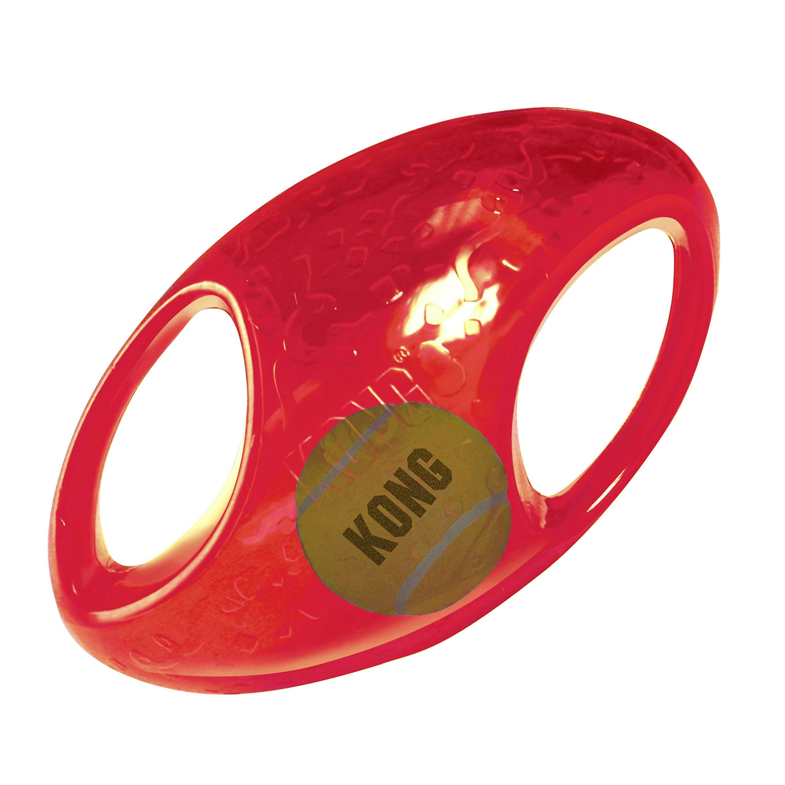 KONG Jumbler Football - Durable Interactive Dog Toy for Medium & Large Dogs - Fetch & Play with Tennis Ball - Best Dog Supplies for Playtime & Training - Perfect for Backyard, Park & Outdoor Fun