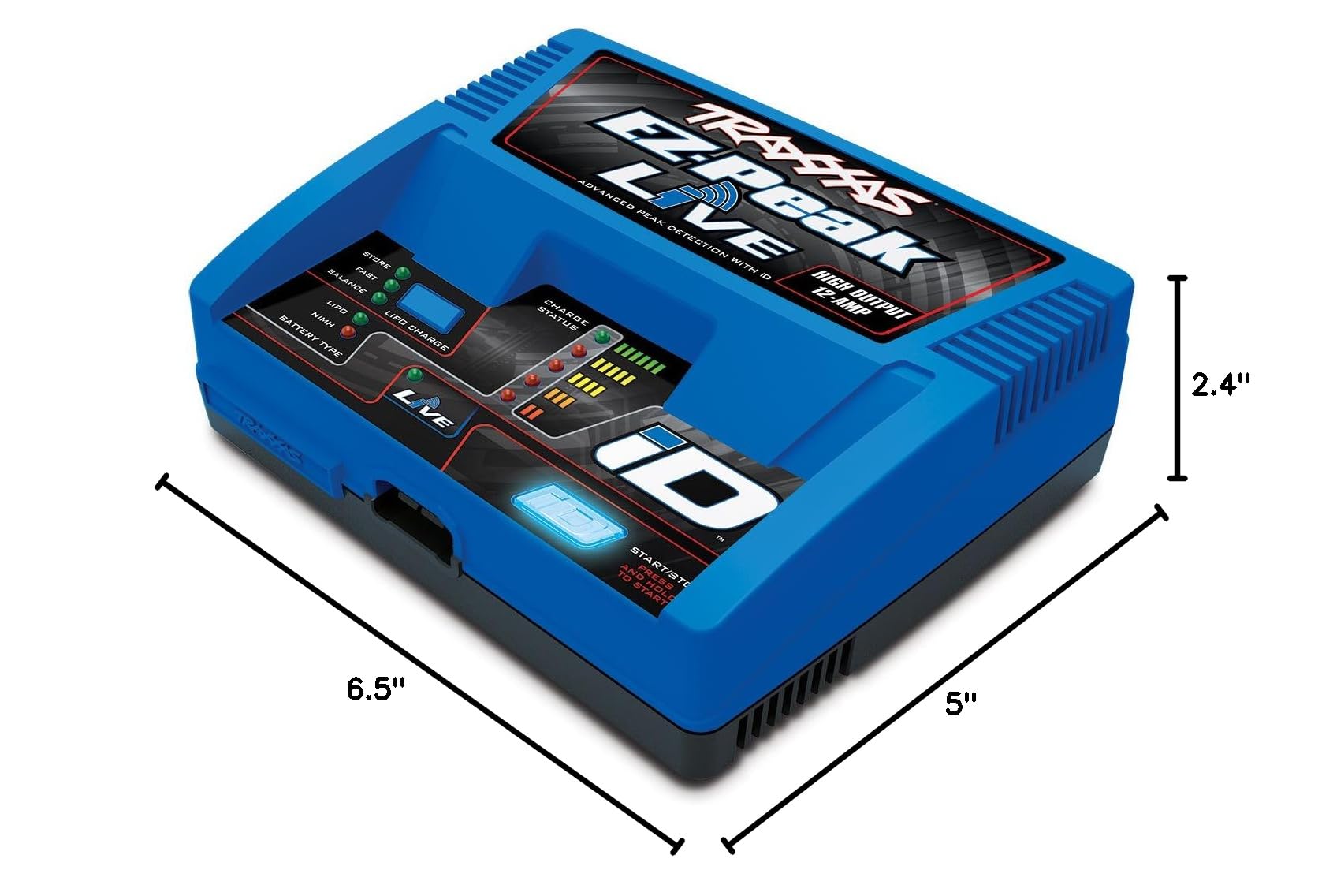 Traxxas 2971 EZ-Peak Live 12-Amp NiMH/LiPo Fast Charger with ID Technology - Smart RC Car Battery Charger for Traxxas Vehicles - Perfect for RC Hobbyists and Racing Enthusiasts