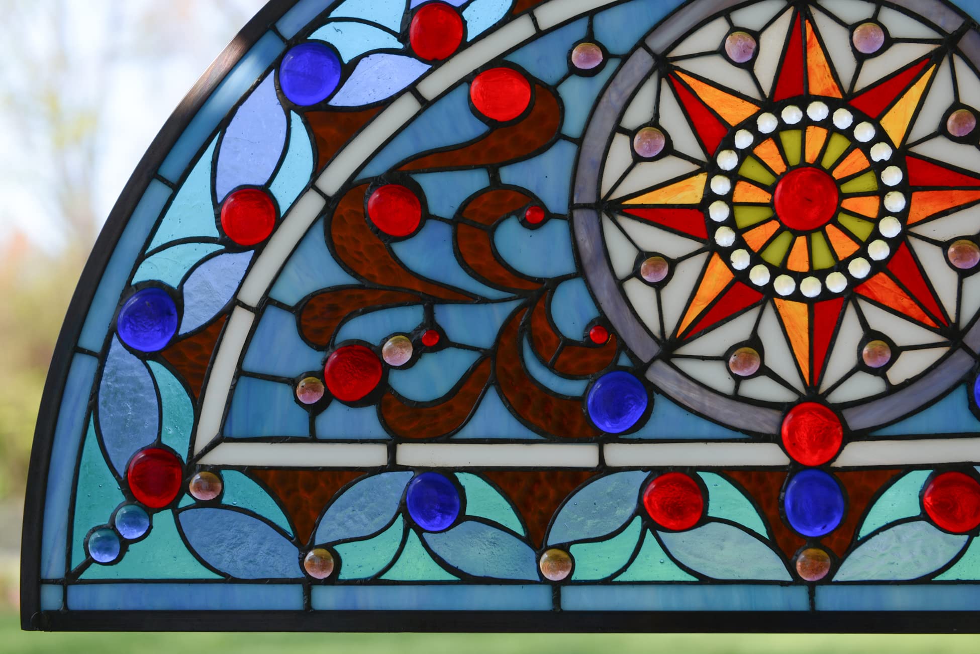 Handmade Stained Glass Hanging Window Panel - 34