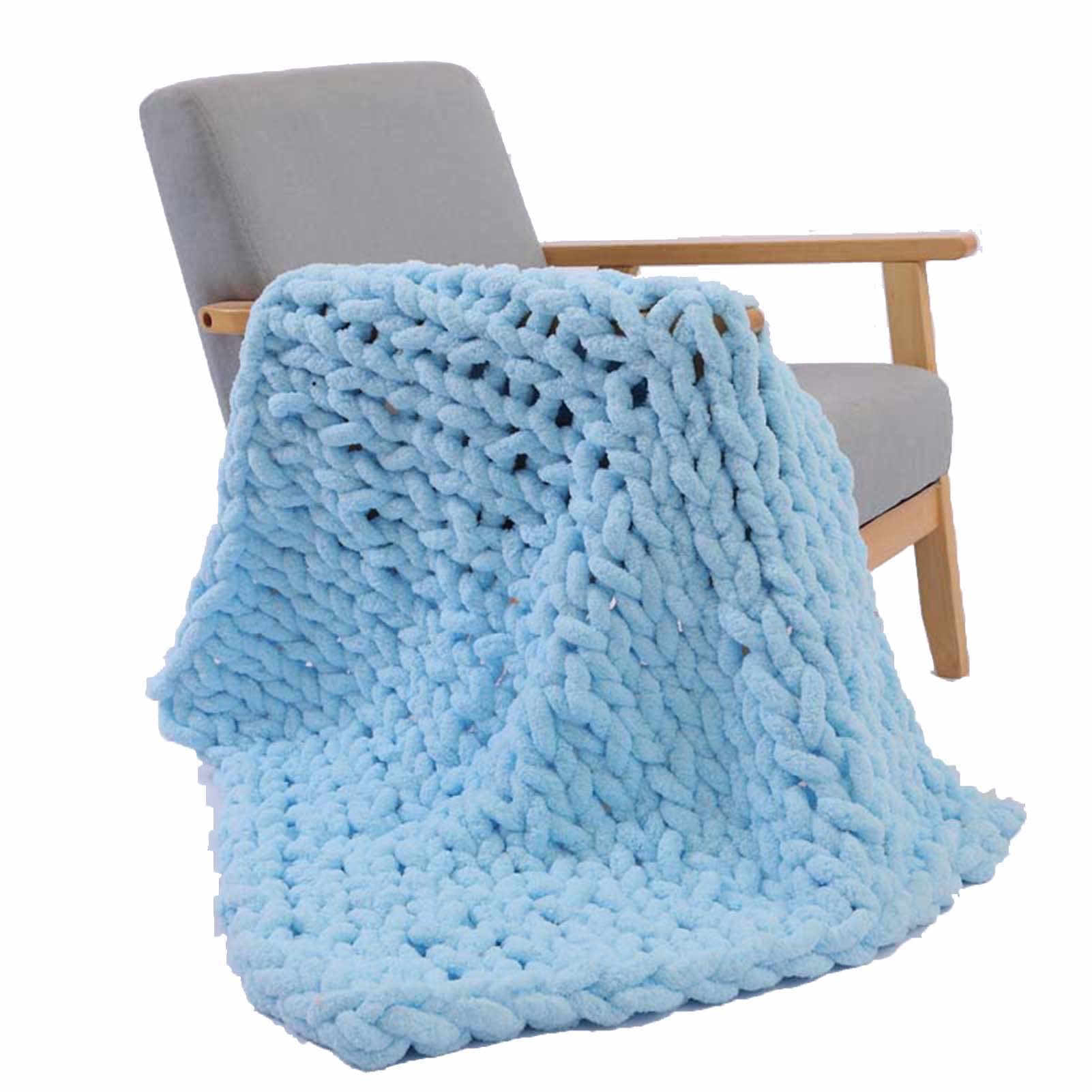 Soft Chunky Knit Throw Blanket 39x39 Inches (100x100cm) - Cozy & Bulky Blanket for Bed, Sofa, Dorm - Perfect for Snuggling, Netflix Nights & Winter Warmth