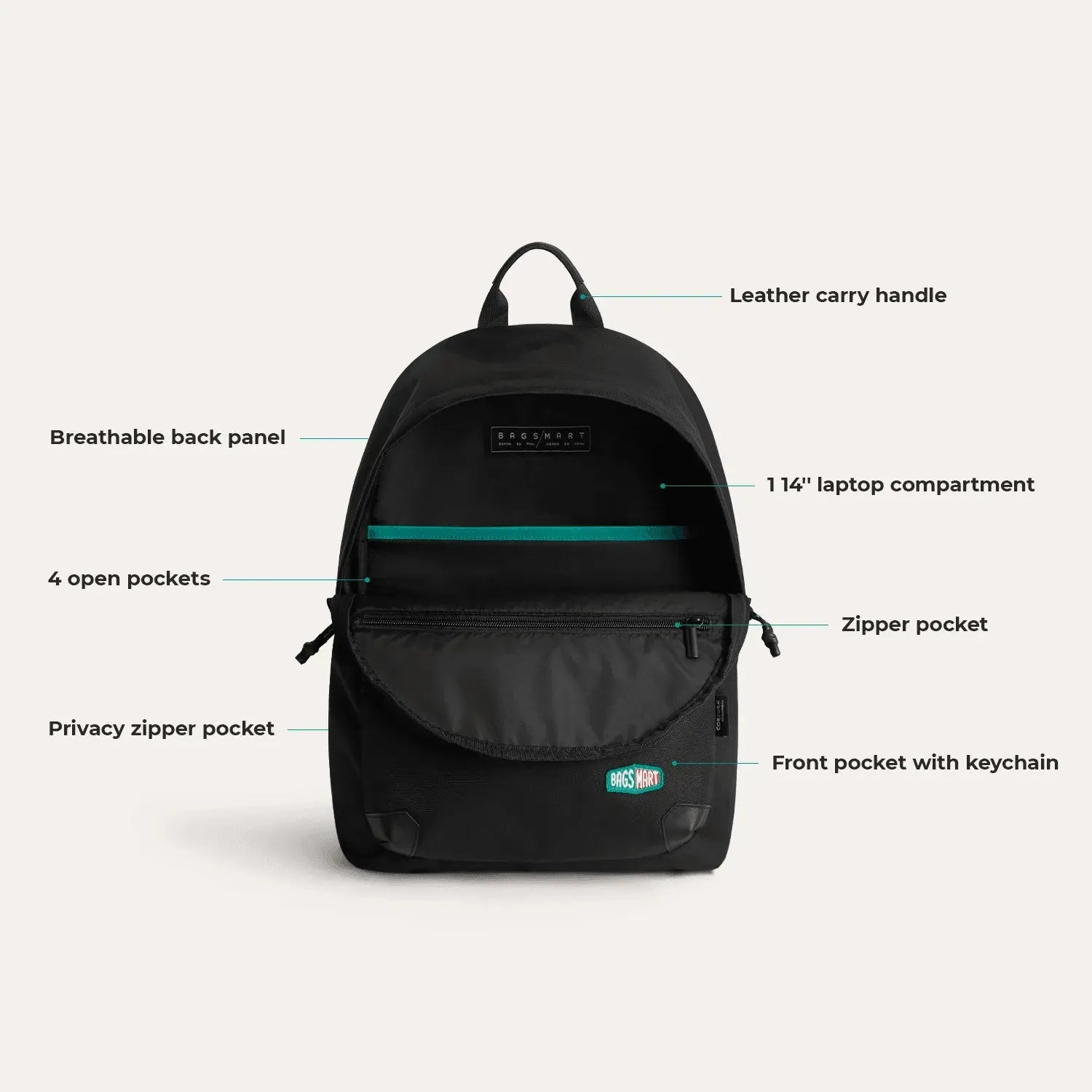 Durable Ocean Cordura® Campus Backpack with Laptop Sleeve - Water-Resistant College Backpack for Students, Travel & Work | Perfect for School, Commuting & Outdoor Adventures