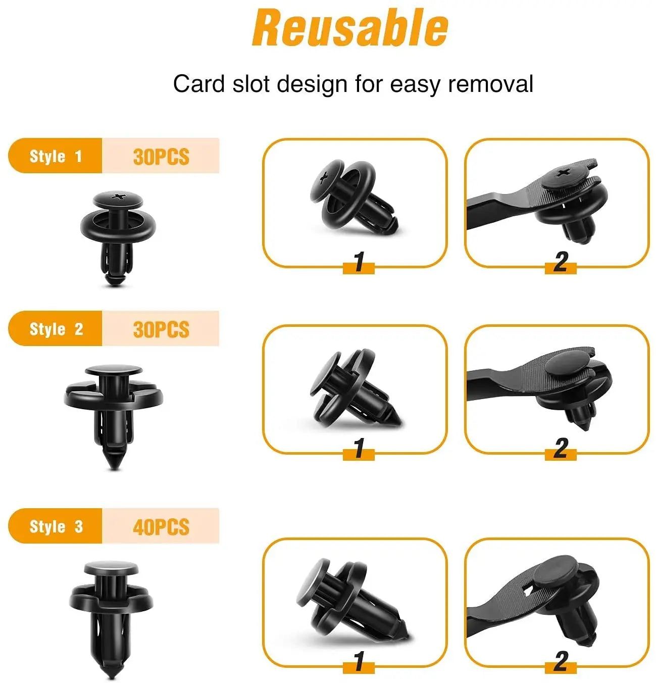 100 Pcs Car Push Retainer Clips Kit - 7mm 8mm 10mm Hole Sizes - Compatible with Subaru - Perfect for Door Panels, Bumpers & Interior Trim Installation