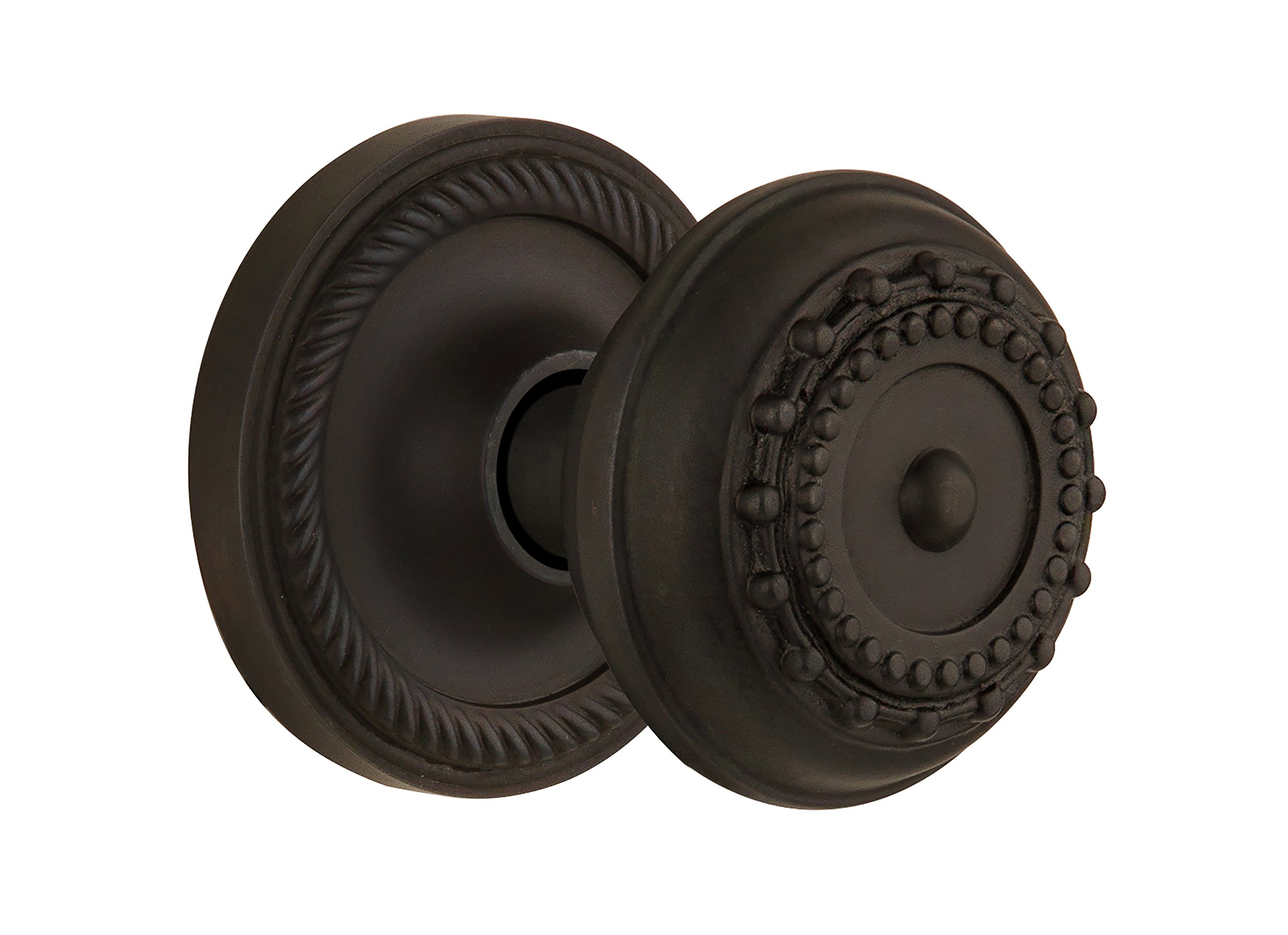 Nostalgic Warehouse Rope Rosette with Meadows Knob - Double Dummy Door Hardware in Oil-Rubbed Bronze Finish | Perfect for Vintage & Farmhouse Style Interior Doors