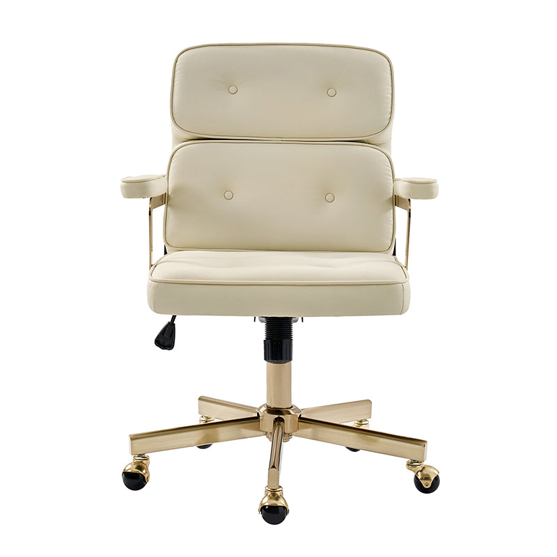 Denise Upholstered Swivel Office Chair - Ergonomic Executive Desk Chair with Adjustable Height & Lumbar Support - Perfect for Home Office, Gaming & Conference Rooms