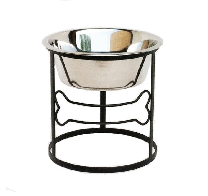 Stainless Steel Elevated Dog Bowl - Adjustable Height Single Bowl Feeder for Small & Large Dogs - Perfect for Dining, Kitchen, or Outdoor Use