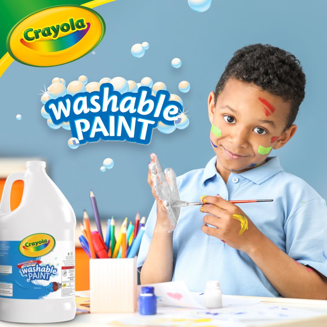 Crayola Washable White Paint (1 Gallon) - Non-Toxic, Bulk Classroom Art Supplies for Teachers & Kids Ages 3+ | Perfect for School Projects, DIY Crafts & Home Decor