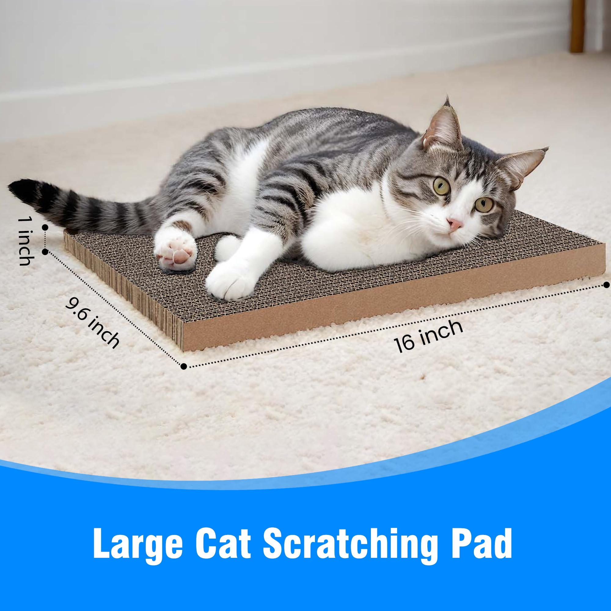 4 Pack Large Cat Scratcher Board for Indoor Cats & Kittens - Durable Premium Recyclable Cardboard Scratching Pad - Perfect for Sofa, Bed & Furniture Protection